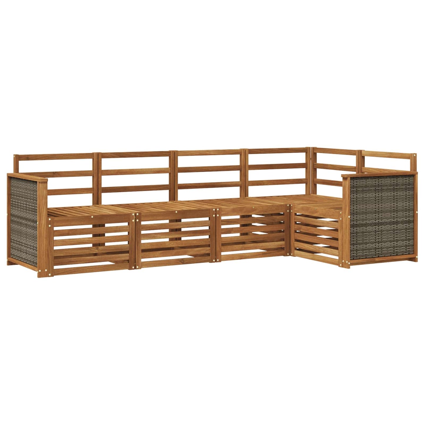 Hoekbank Set 4 pcs Naturel Massief Acaciahout is nu te koop bij PeponiXL, paradijselijk wonen!