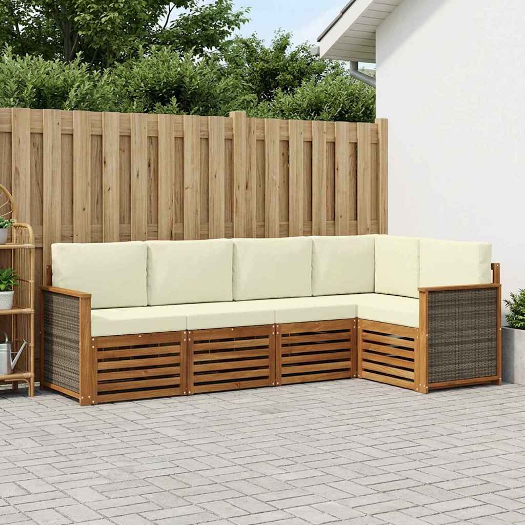 Hoekbank Set met kussen 4 pcs Natuurlijk en Crème is nu te koop bij PeponiXL, paradijselijk wonen!