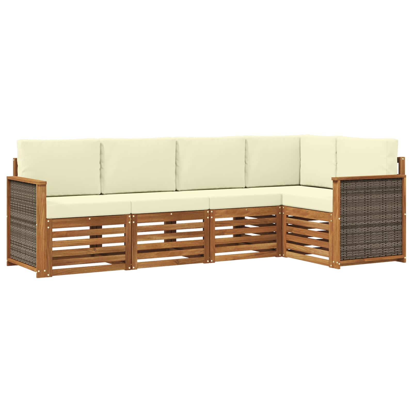 Hoekbank Set met kussen 4 pcs Natuurlijk en Crème is nu te koop bij PeponiXL, paradijselijk wonen!