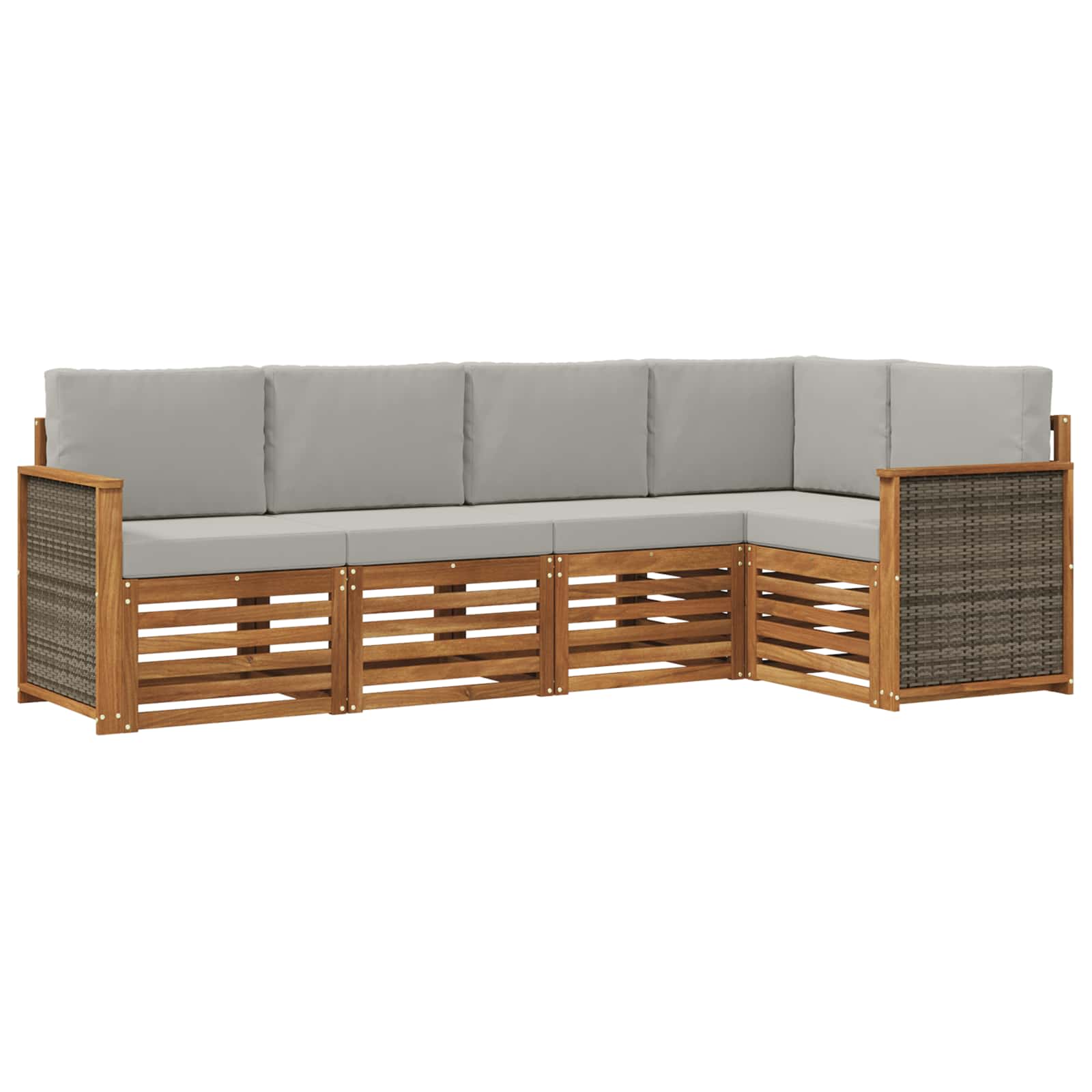 Hoekbank Set met kussen 4 pcs Naturel en lichtgrijs is nu te koop bij PeponiXL, paradijselijk wonen!