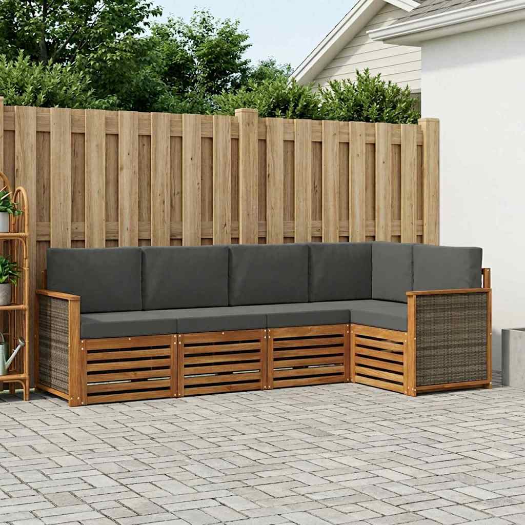 Hoekbank Set met kussen 4 pcs Natuurlijk en Antraciet is nu te koop bij PeponiXL, paradijselijk wonen!