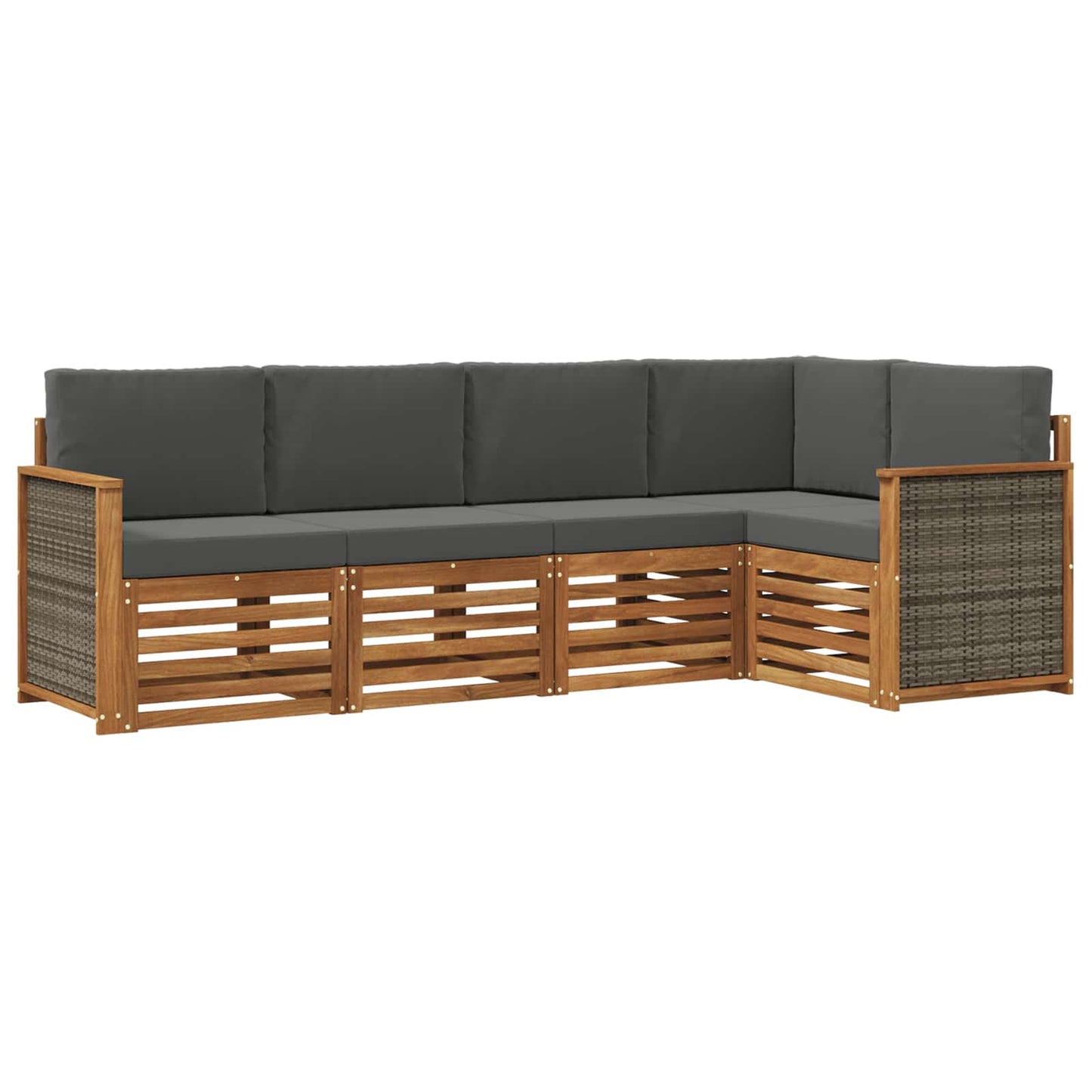 Hoekbank Set met kussen 4 pcs Natuurlijk en Antraciet is nu te koop bij PeponiXL, paradijselijk wonen!