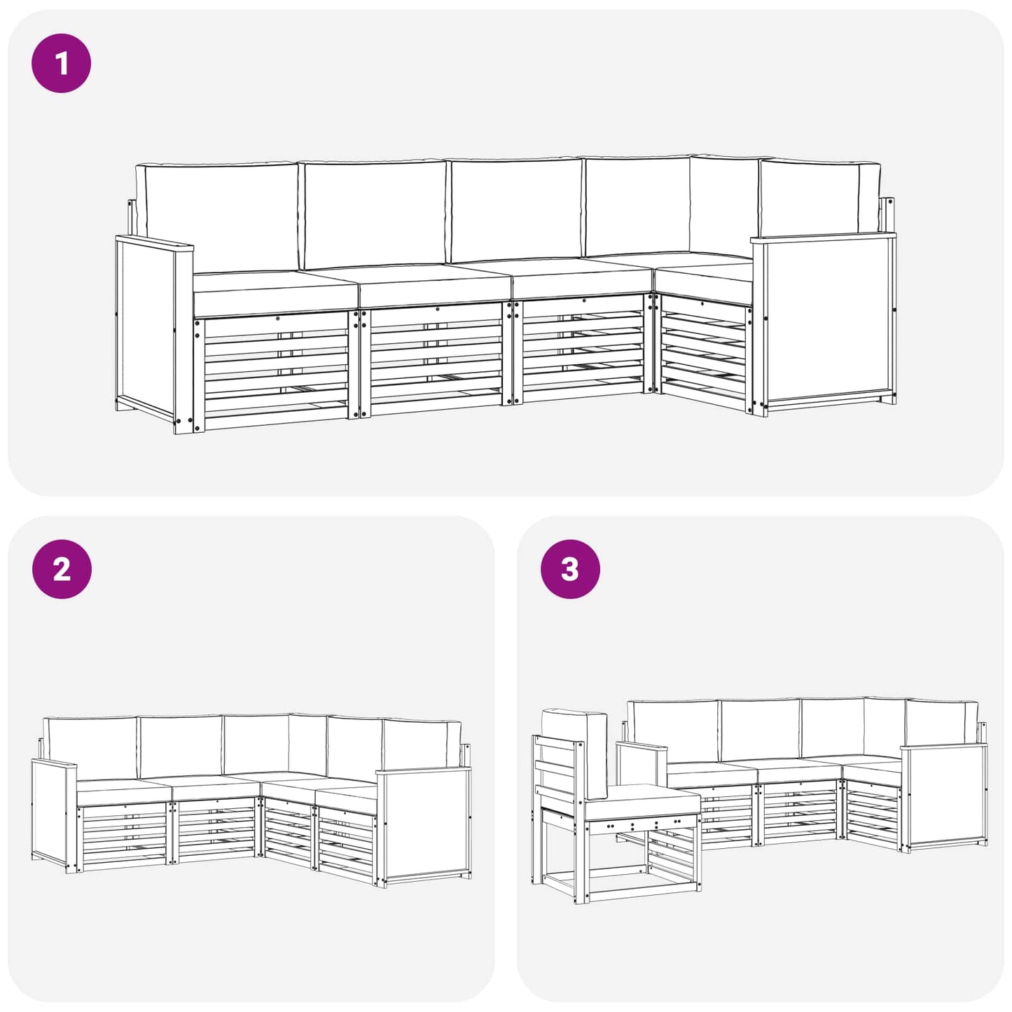 Hoekbank Set met kussen 4 pcs Natuurlijk en Antraciet is nu te koop bij PeponiXL, paradijselijk wonen!