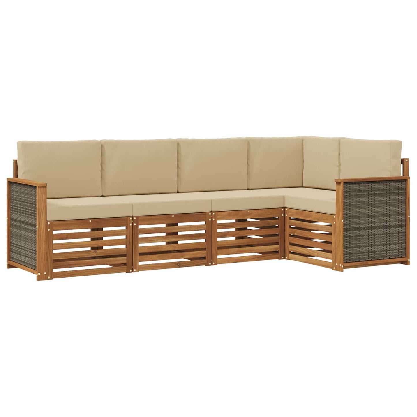 Hoekbank Set 4 pcs Naturel Massief Acaciahout en Polyester is nu te koop bij PeponiXL, paradijselijk wonen!