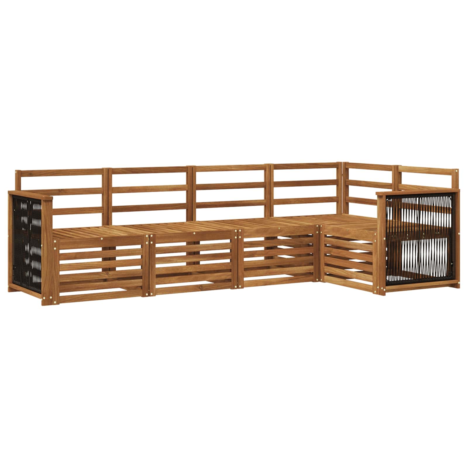 Hoekbank Set 4 pcs Naturel Massief Acaciahout is nu te koop bij PeponiXL, paradijselijk wonen!