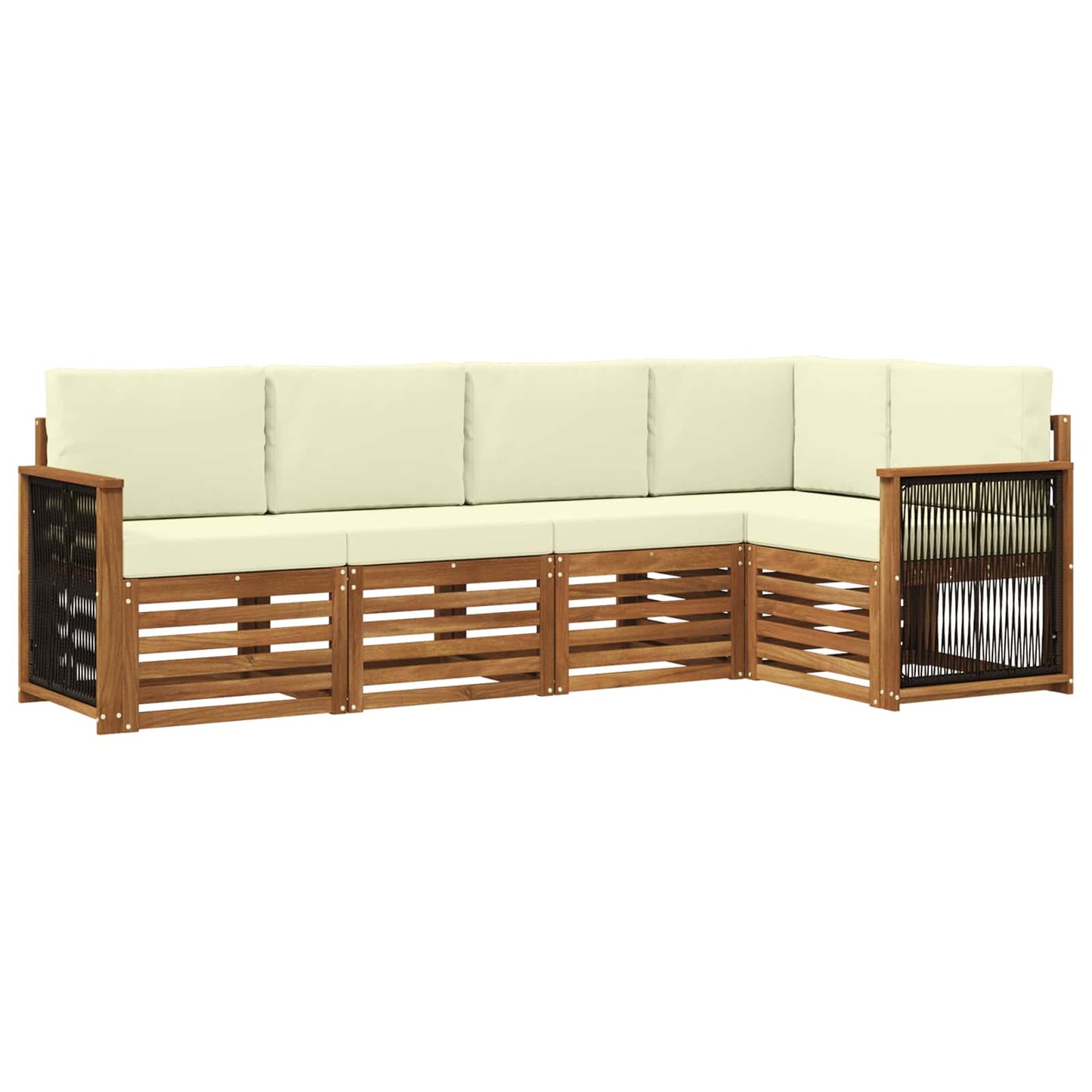 Hoekbank Set met kussen 4 pcs Natuurlijk en Crème is nu te koop bij PeponiXL, paradijselijk wonen!