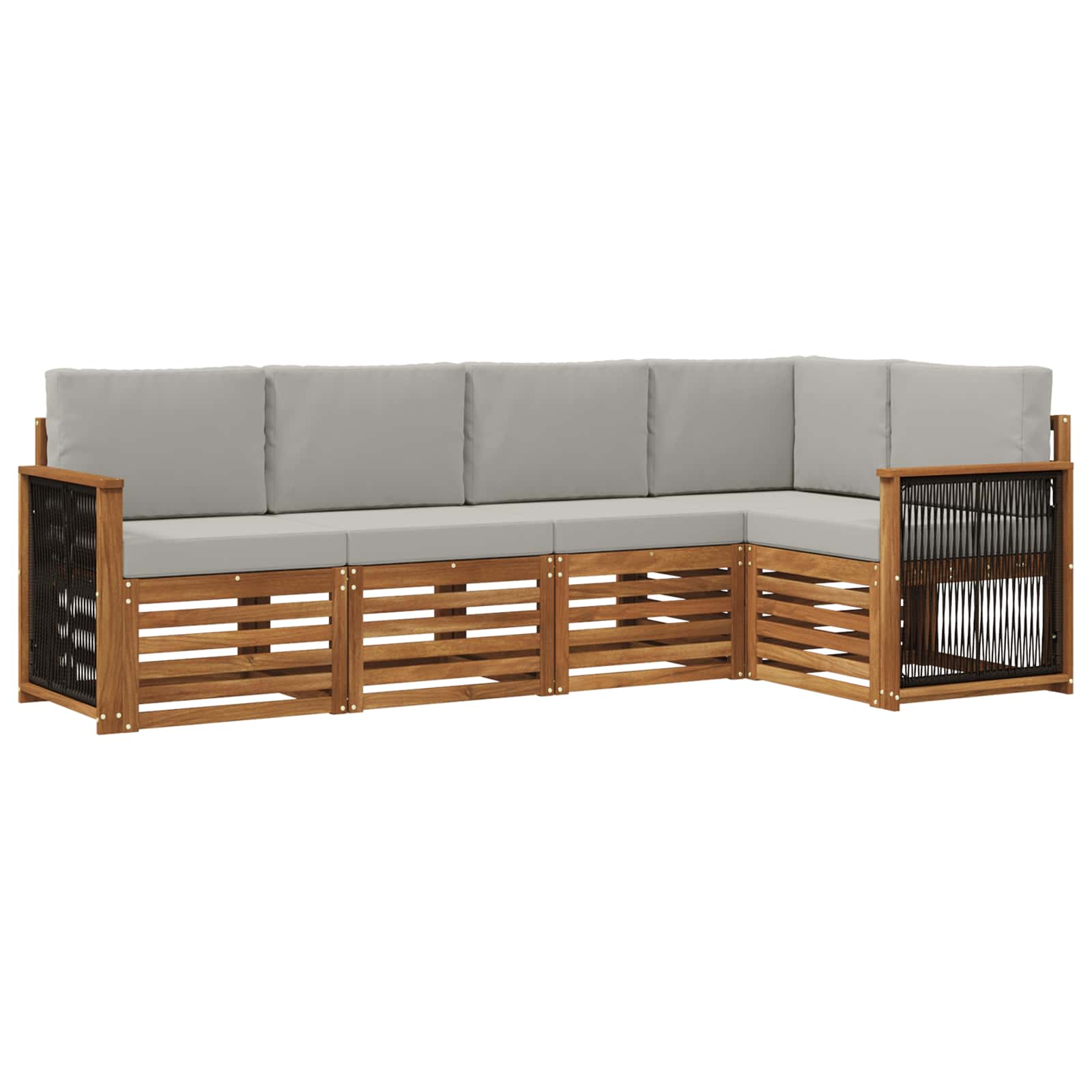 Hoekbank Set met kussen 4 pcs Naturel en lichtgrijs is nu te koop bij PeponiXL, paradijselijk wonen!