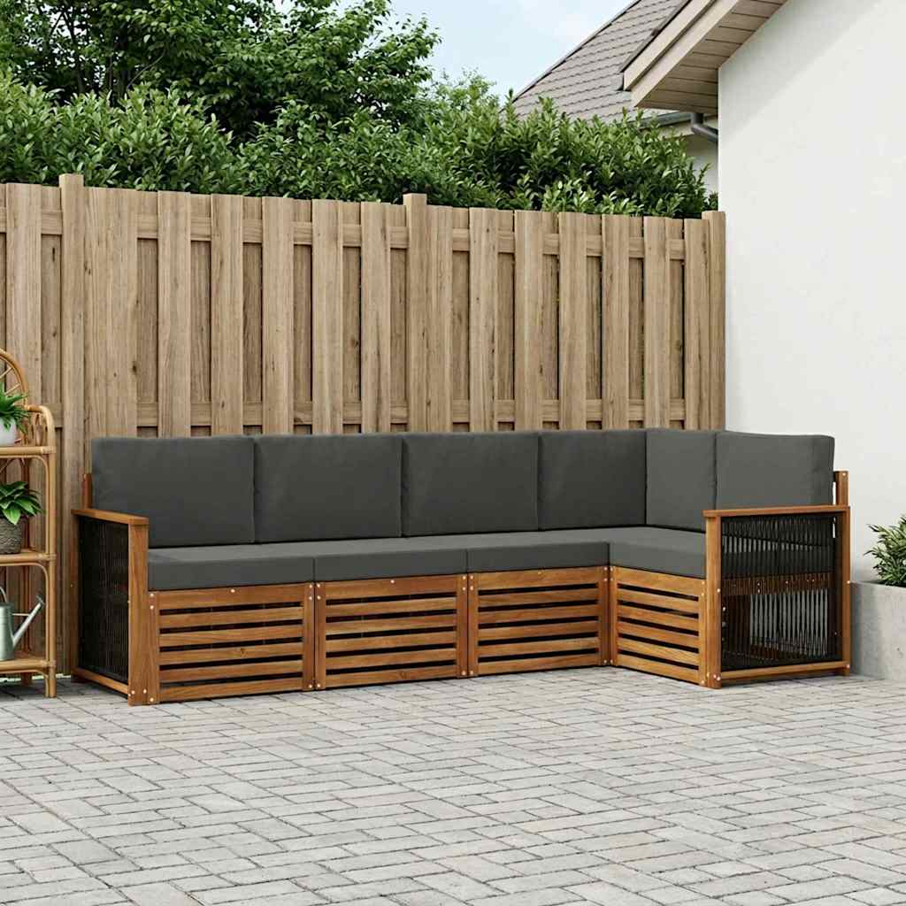 Hoekbank Set met kussen 4 pcs Natuurlijk en Antraciet is nu te koop bij PeponiXL, paradijselijk wonen!