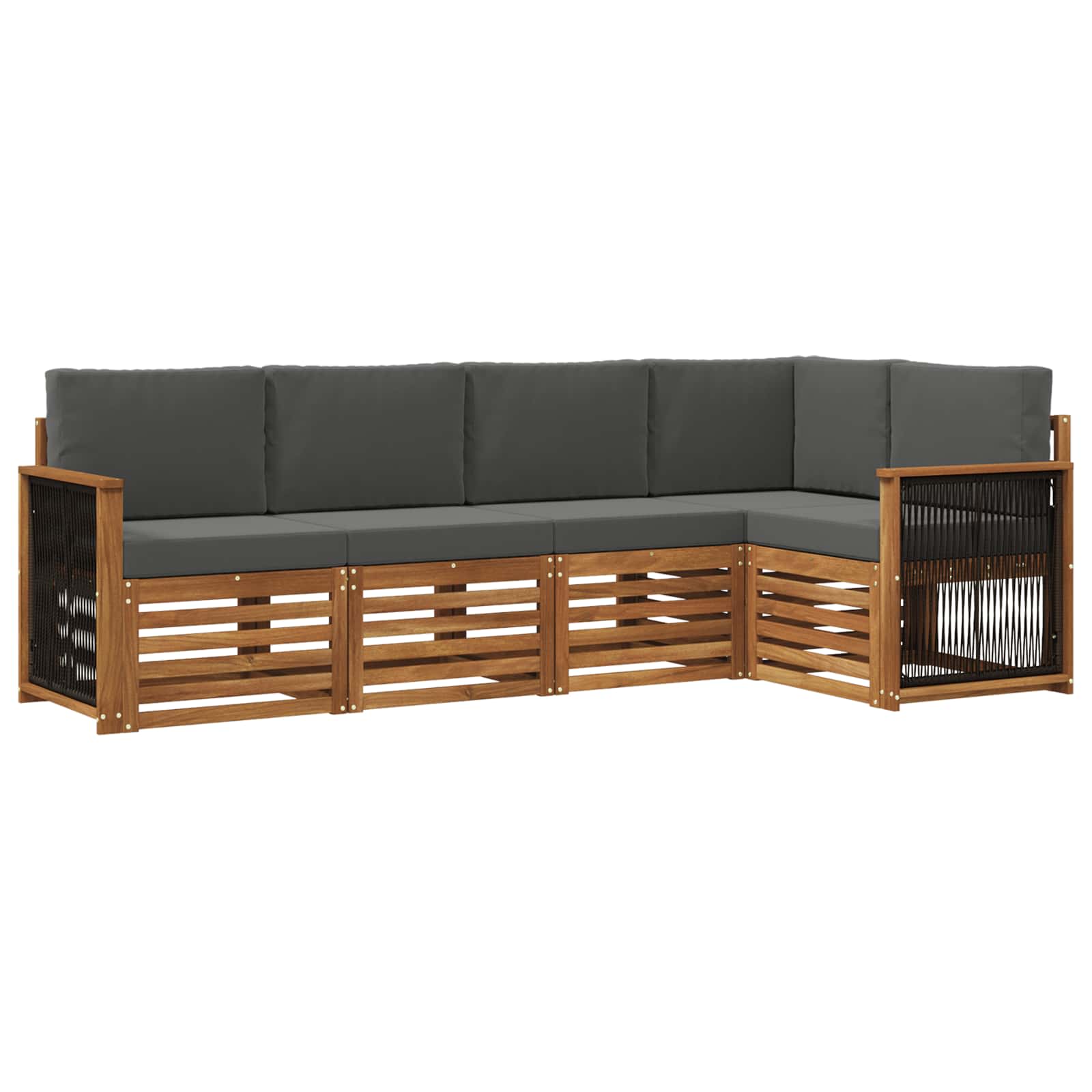 Hoekbank Set met kussen 4 pcs Natuurlijk en Antraciet is nu te koop bij PeponiXL, paradijselijk wonen!