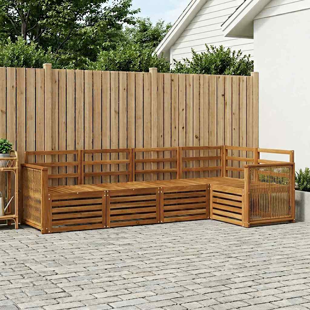 Hoekbank Set 4 pcs Naturel Massief Acaciahout is nu te koop bij PeponiXL, paradijselijk wonen!