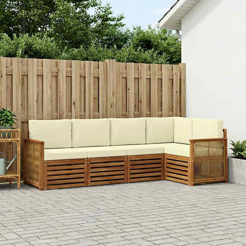 Hoekbank Set met kussen 4 pcs Natuurlijk en Crème is nu te koop bij PeponiXL, paradijselijk wonen!