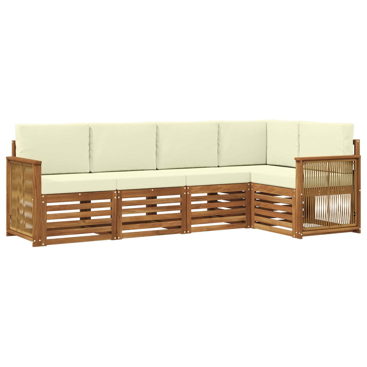 Hoekbank Set met kussen 4 pcs Natuurlijk en Crème is nu te koop bij PeponiXL, paradijselijk wonen!