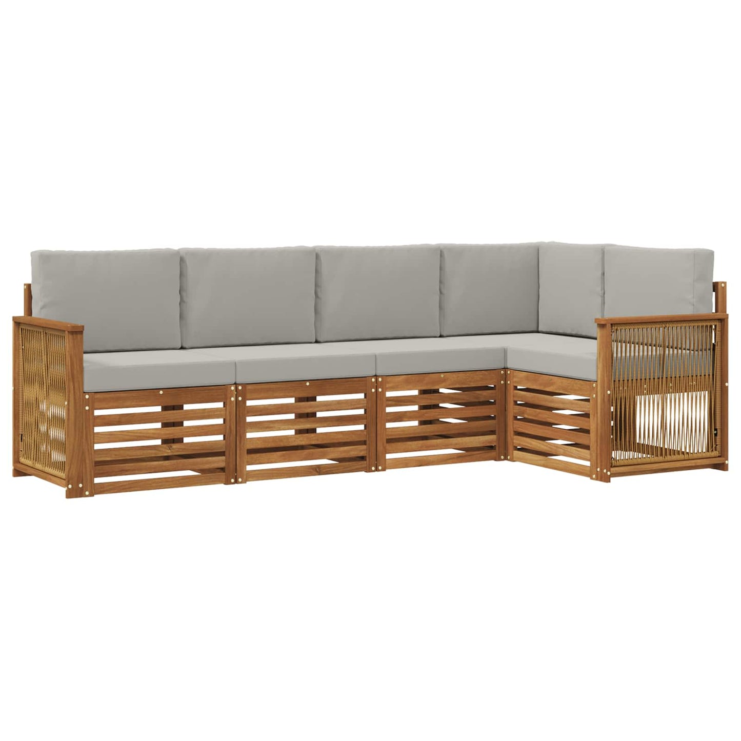 Hoekbank Set met kussen 4 pcs Naturel en lichtgrijs is nu te koop bij PeponiXL, paradijselijk wonen!