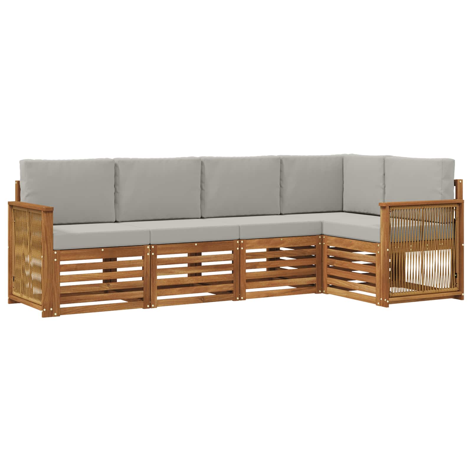 Hoekbank Set met kussen 4 pcs Naturel en lichtgrijs is nu te koop bij PeponiXL, paradijselijk wonen!