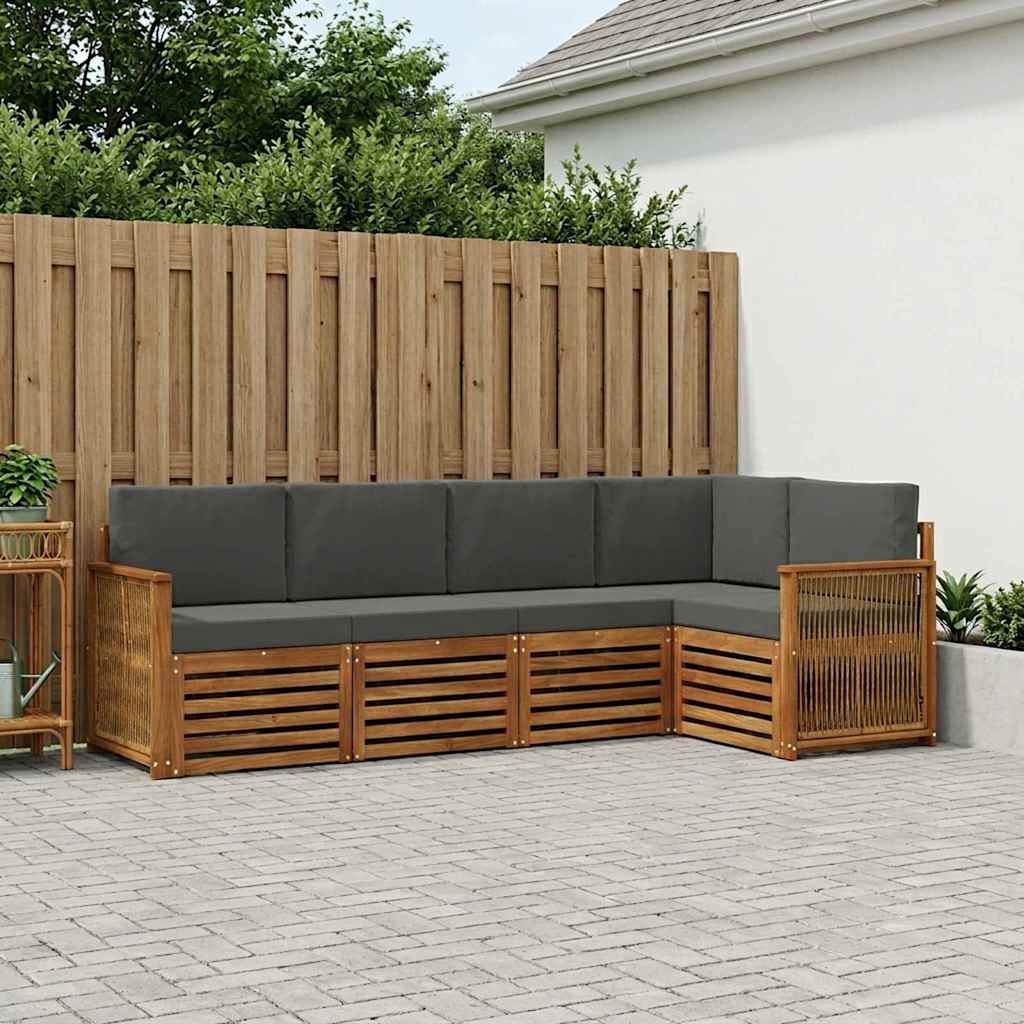 Hoekbank Set met kussen 4 pcs Natuurlijk en Antraciet is nu te koop bij PeponiXL, paradijselijk wonen!