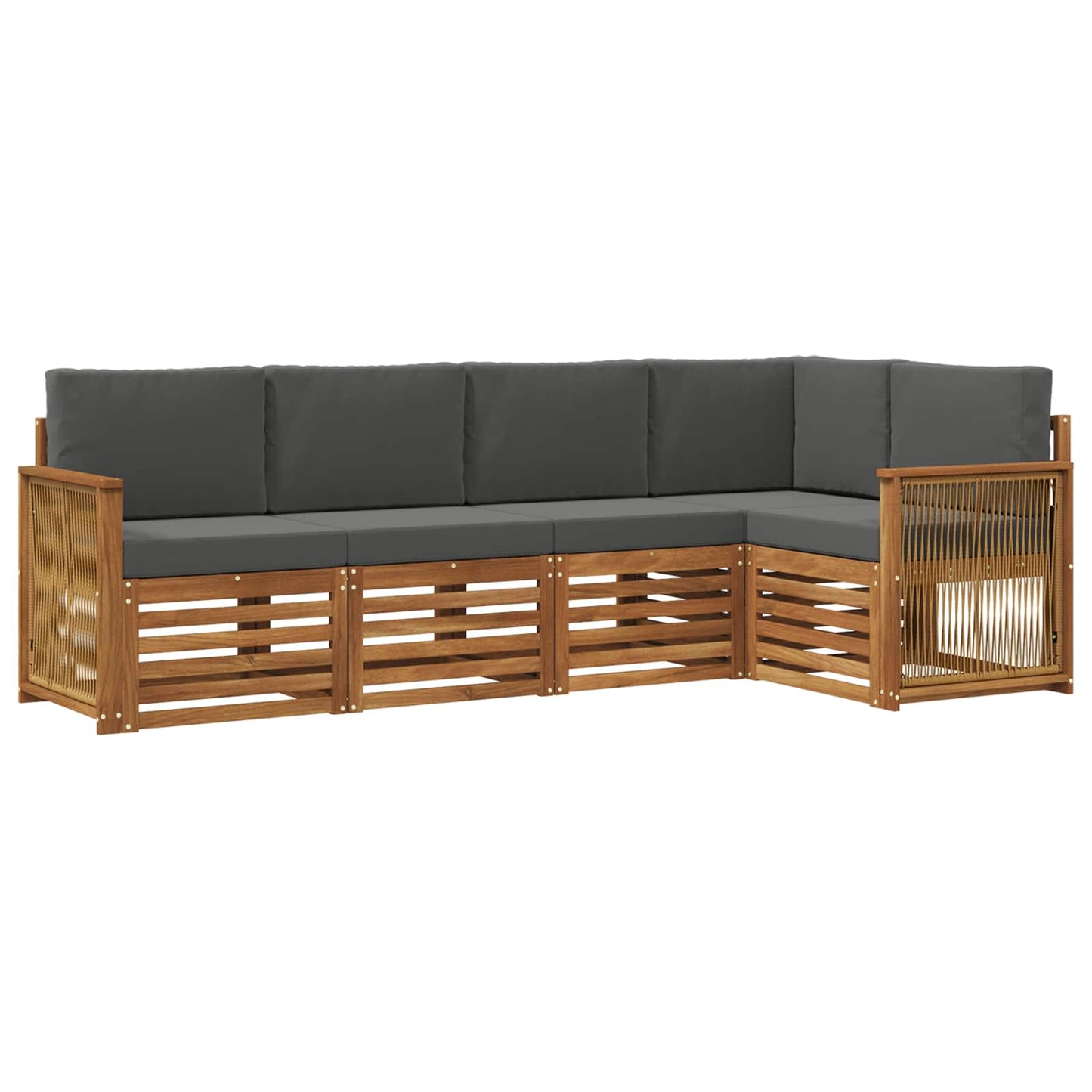 Hoekbank Set met kussen 4 pcs Natuurlijk en Antraciet is nu te koop bij PeponiXL, paradijselijk wonen!