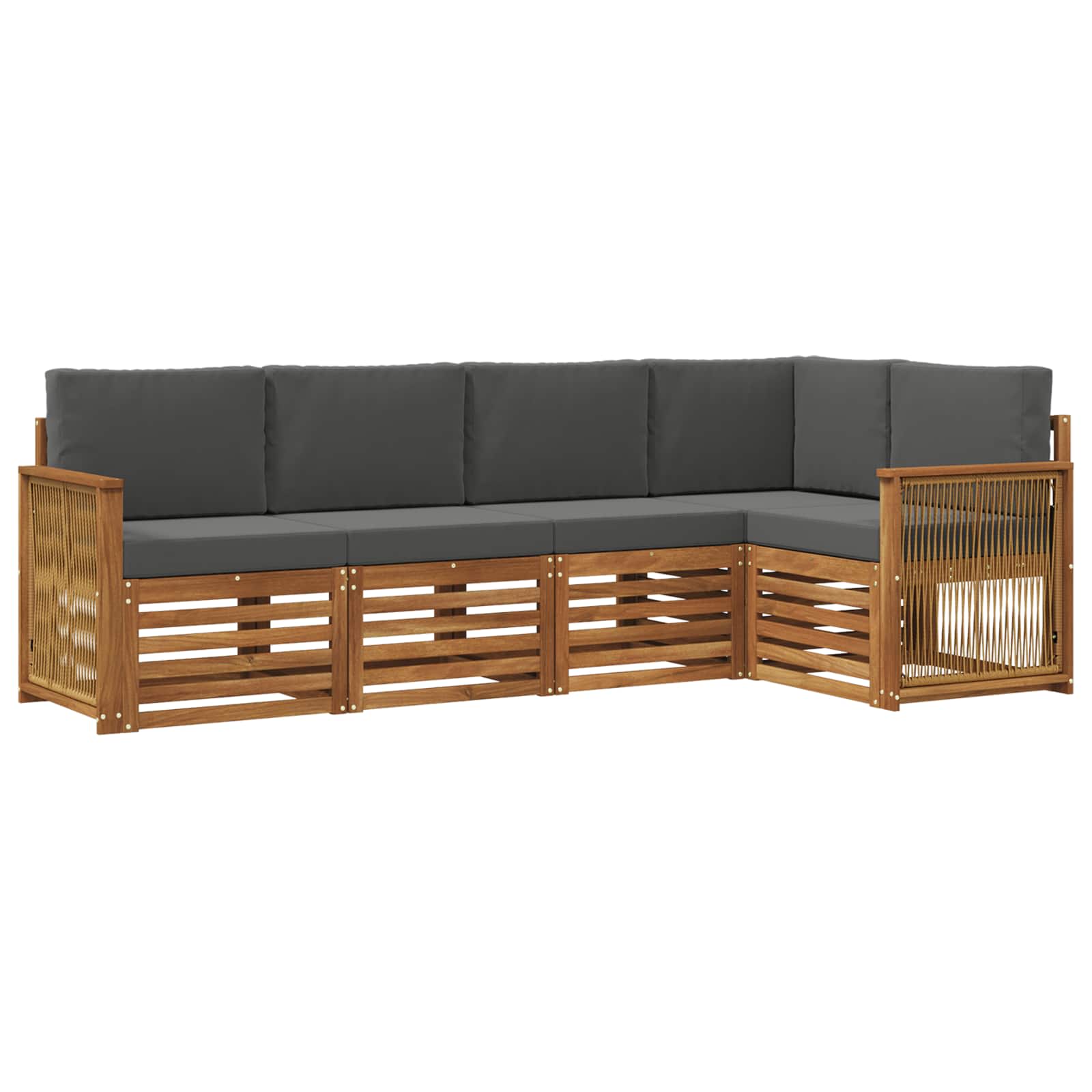 Hoekbank Set met kussen 4 pcs Natuurlijk en Antraciet is nu te koop bij PeponiXL, paradijselijk wonen!