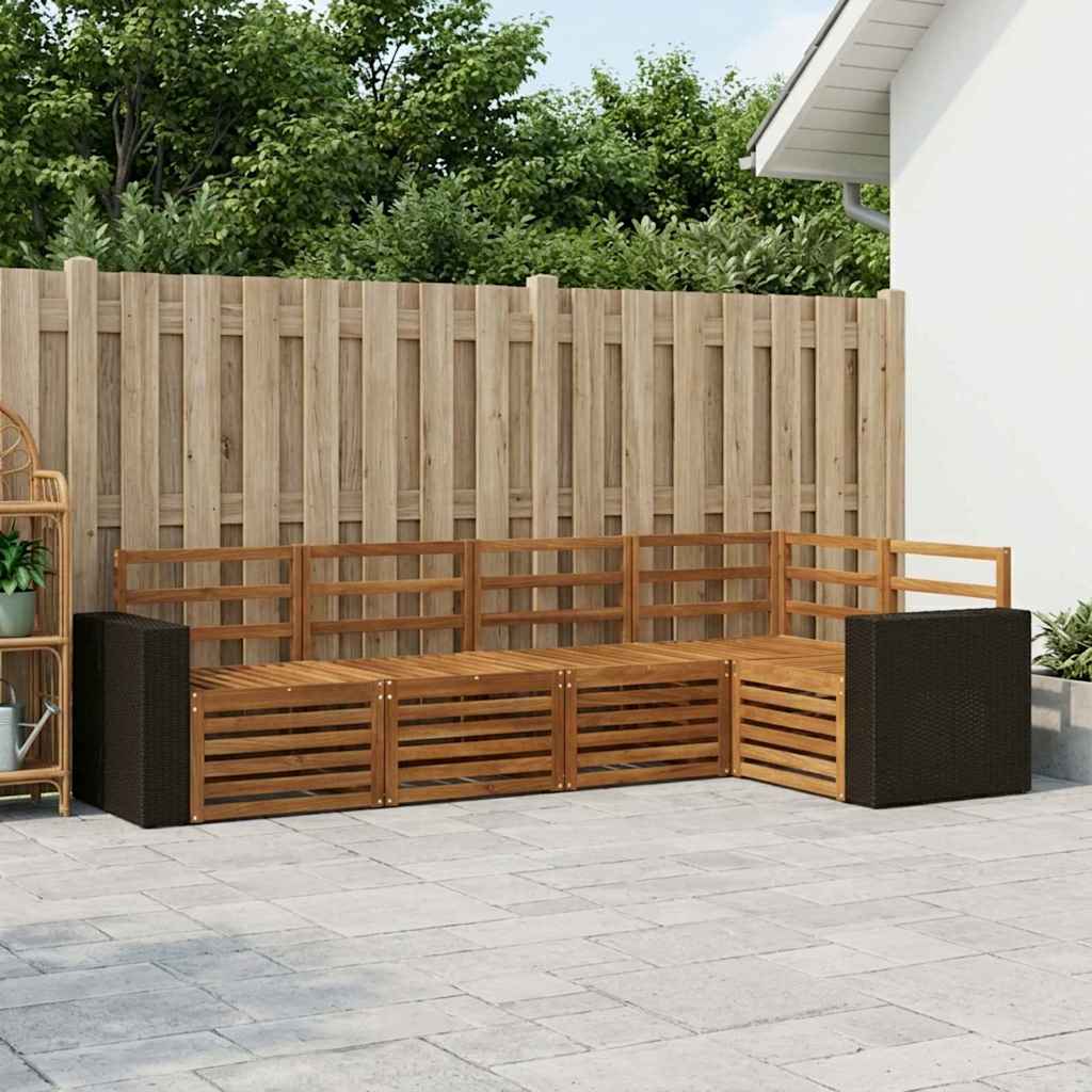 Hoekbank Set 5 pcs Naturel Massief Acaciahout is nu te koop bij PeponiXL, paradijselijk wonen!