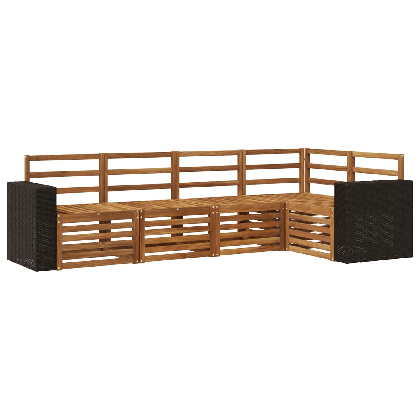 Hoekbank Set 5 pcs Naturel Massief Acaciahout is nu te koop bij PeponiXL, paradijselijk wonen!