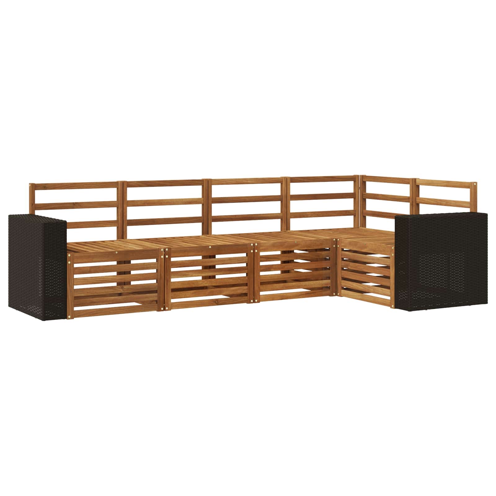 Hoekbank Set 5 pcs Naturel Massief Acaciahout is nu te koop bij PeponiXL, paradijselijk wonen!