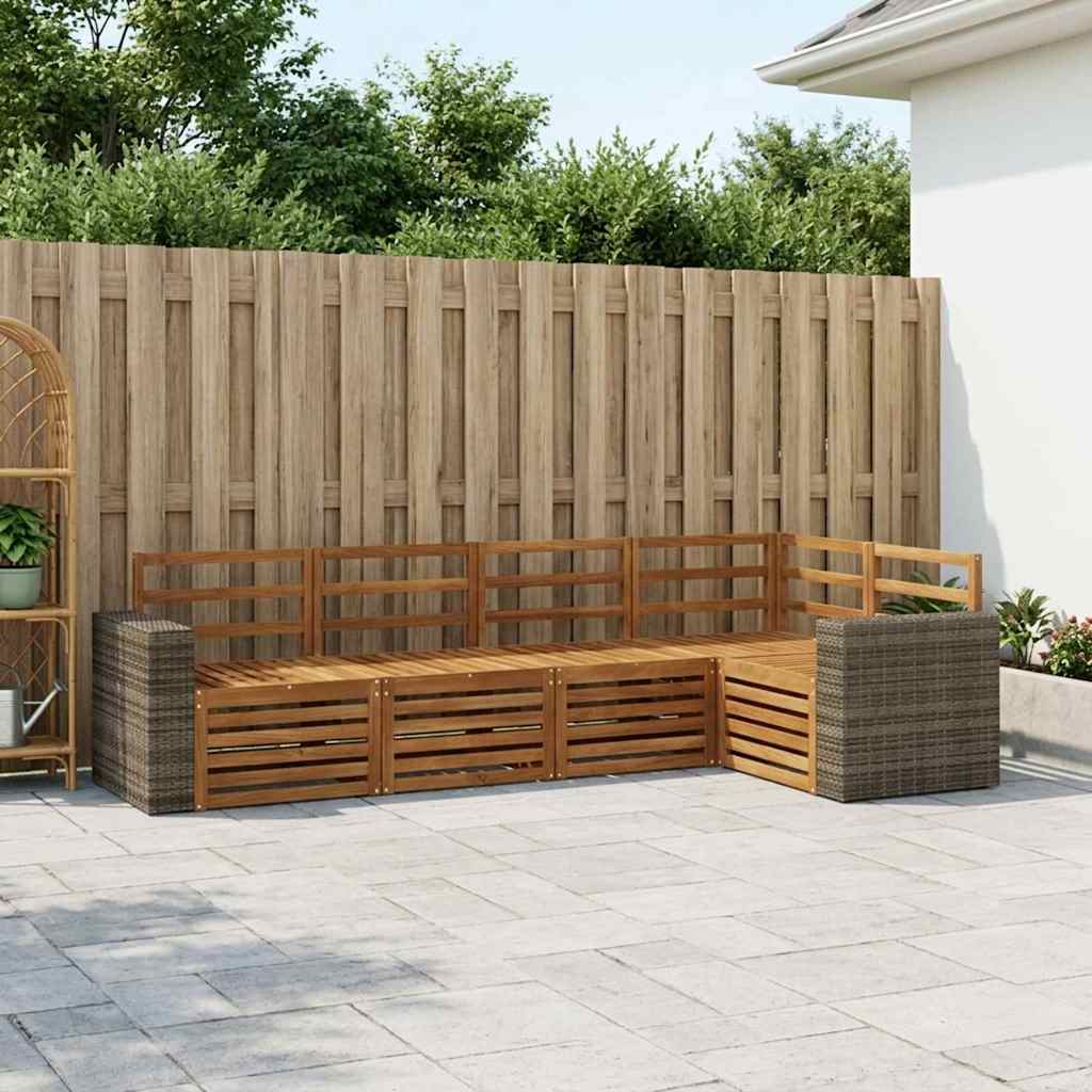 Hoekbank Set 5 pcs Naturel Massief Acaciahout is nu te koop bij PeponiXL, paradijselijk wonen!