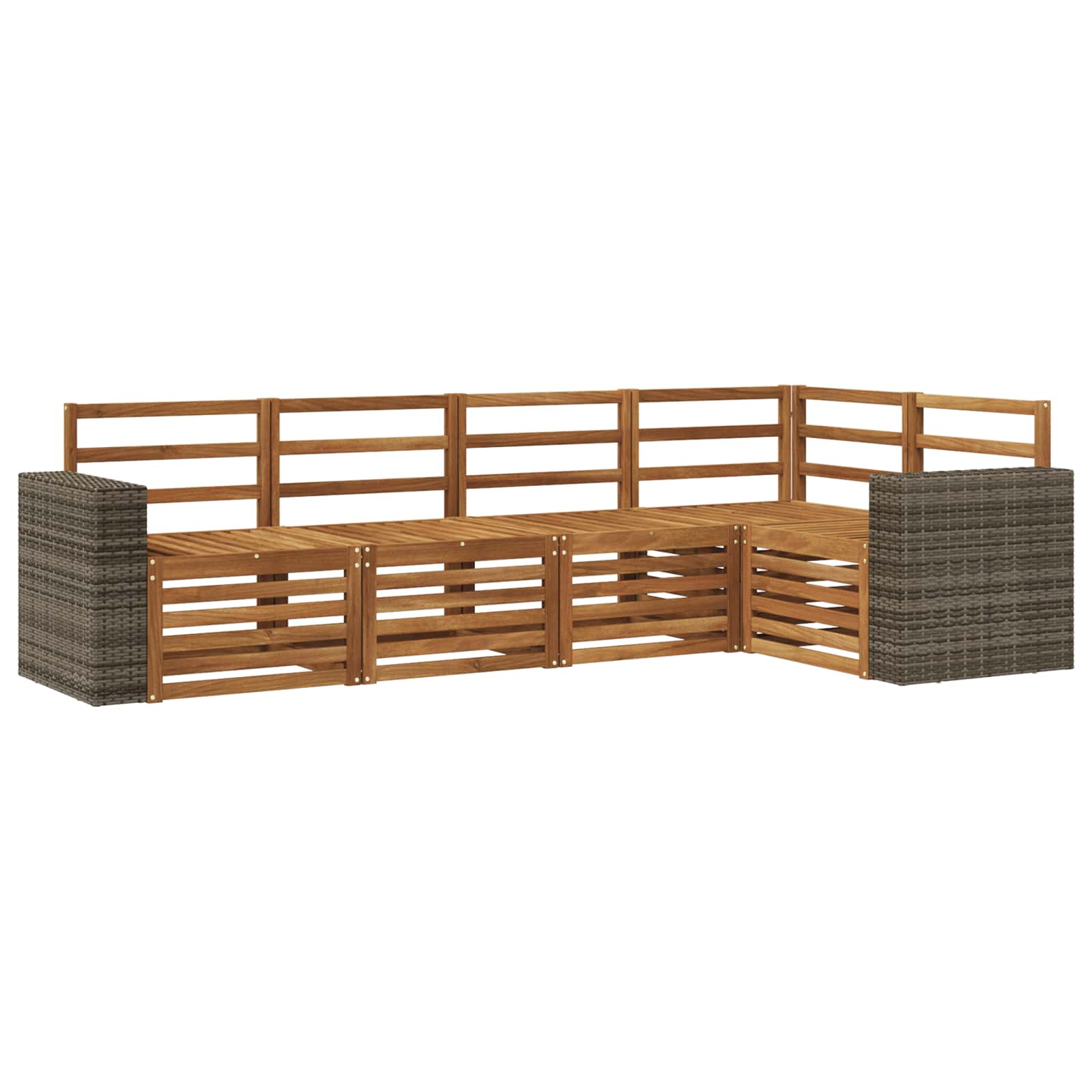 Hoekbank Set 5 pcs Naturel Massief Acaciahout is nu te koop bij PeponiXL, paradijselijk wonen!