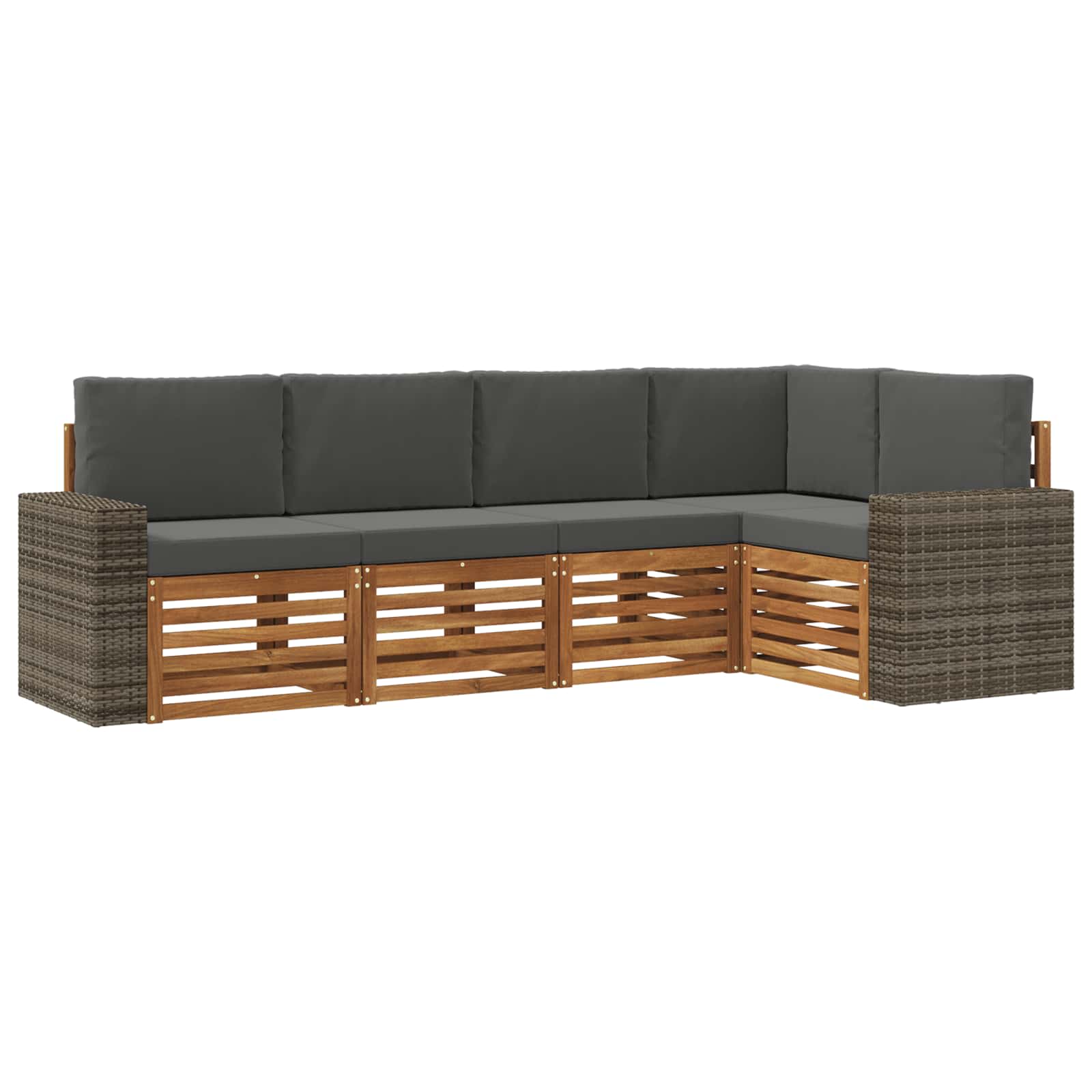 Hoekbank Set 5 pcs Natuurlijk en Antraciet Massief Acaciahout is nu te koop bij PeponiXL, paradijselijk wonen!