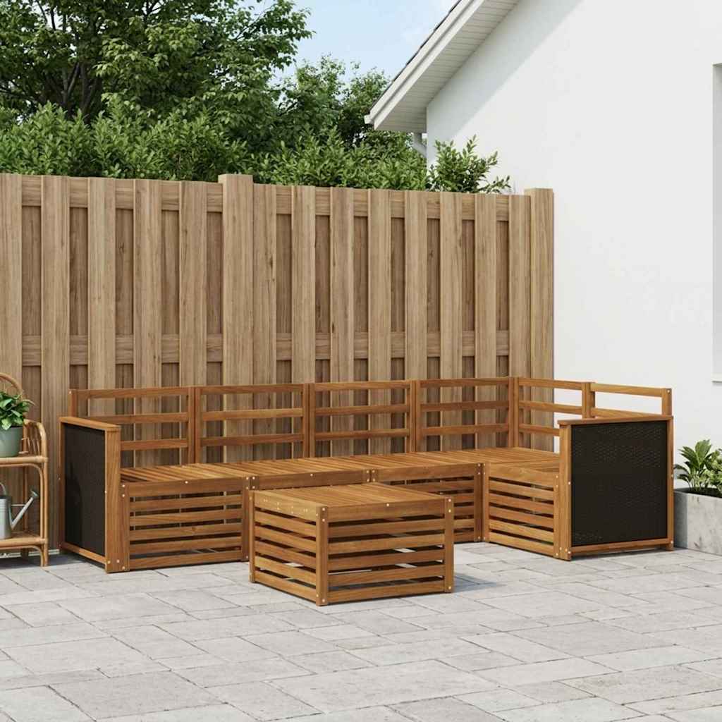 Hoekbank Set 5 pcs Naturel Massief Acaciahout is nu te koop bij PeponiXL, paradijselijk wonen!