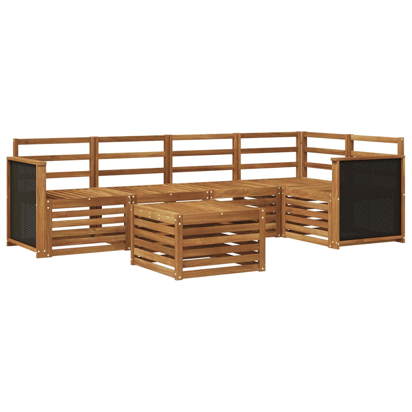 Hoekbank Set 5 pcs Naturel Massief Acaciahout is nu te koop bij PeponiXL, paradijselijk wonen!