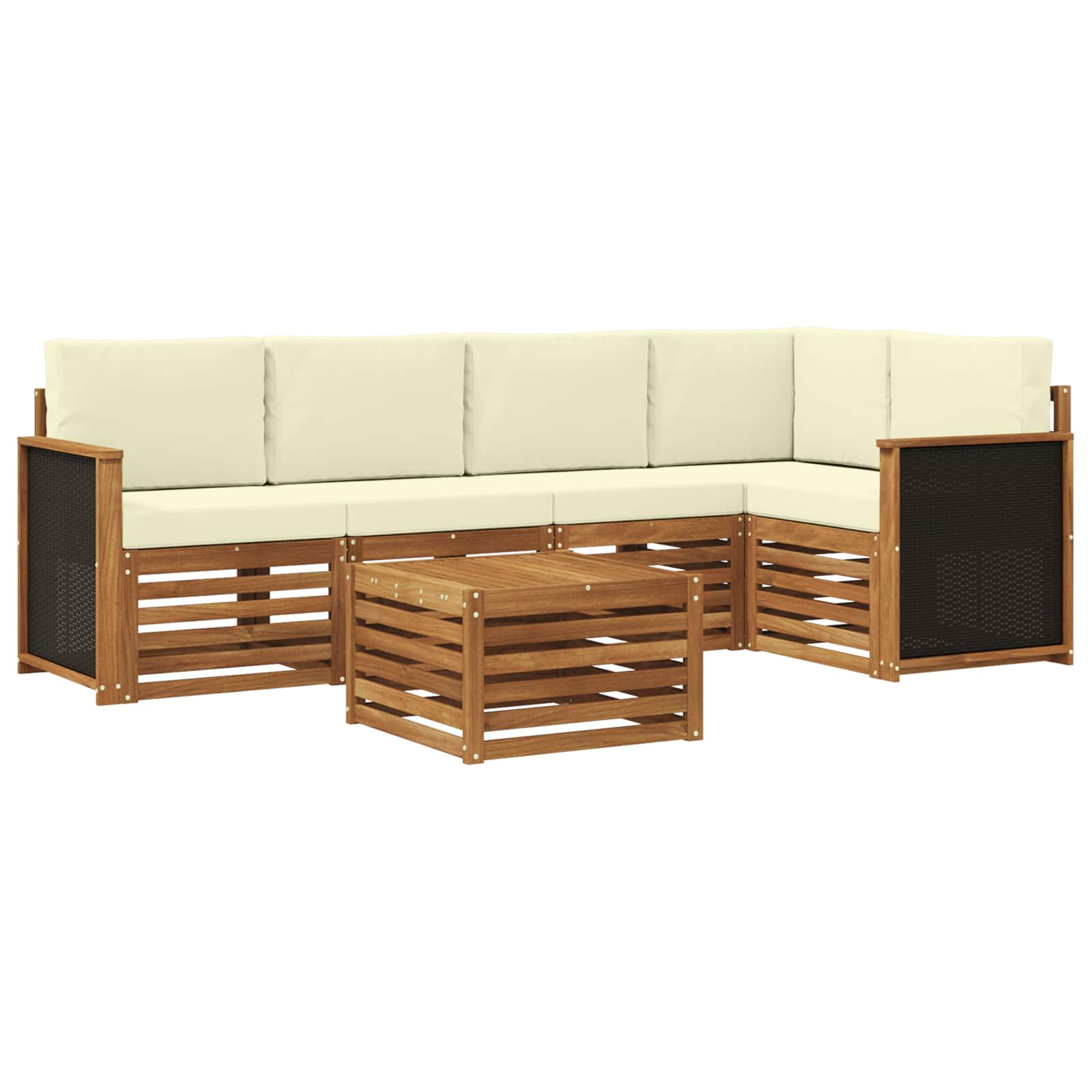 Hoekbank Set met kussen 5 pcs Natuurlijk en Crème is nu te koop bij PeponiXL, paradijselijk wonen!