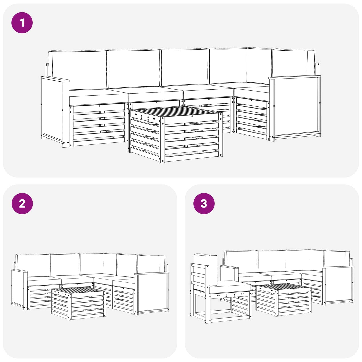 Hoekbank Set met kussen 5 pcs Naturel en lichtgrijs is nu te koop bij PeponiXL, paradijselijk wonen!