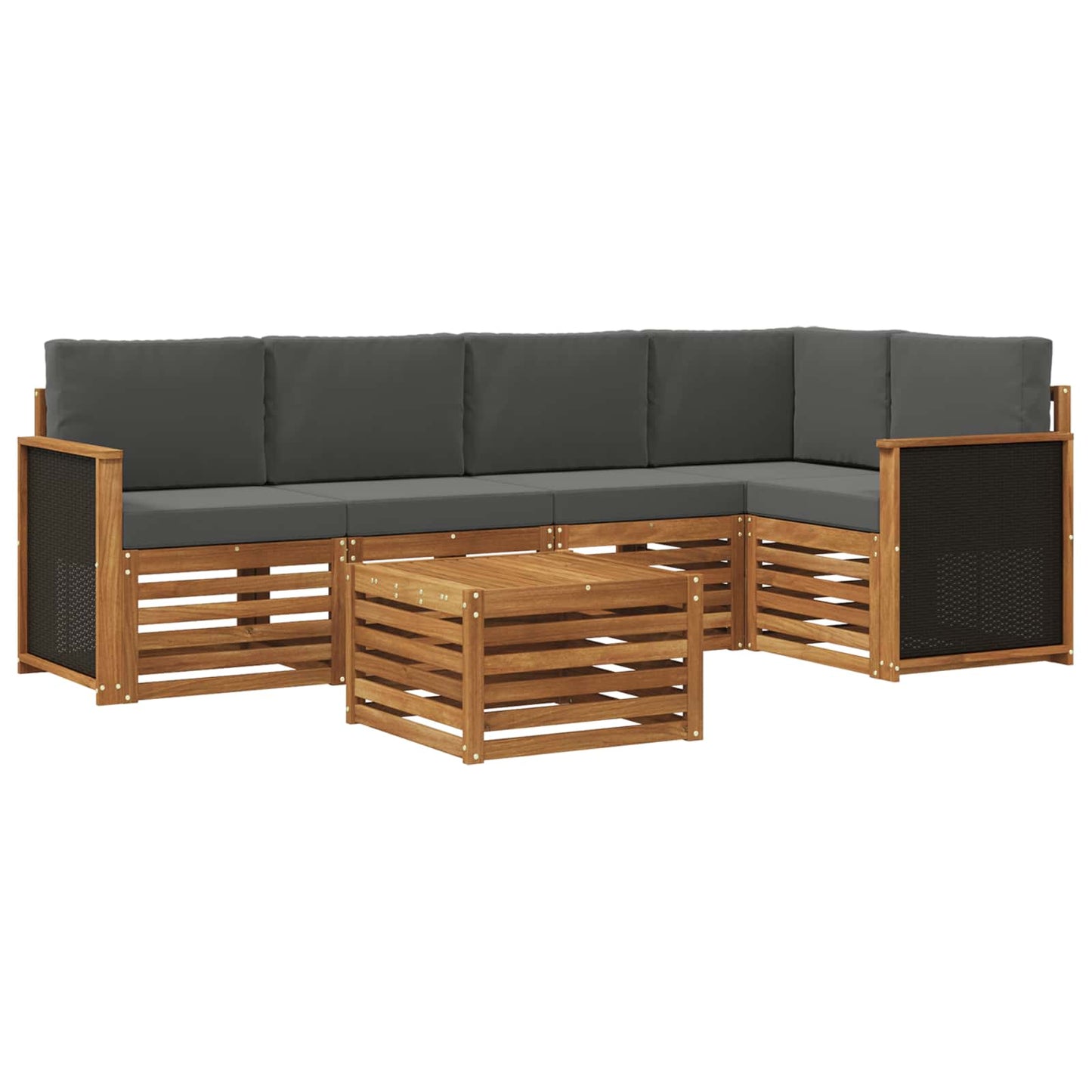 Hoekbank Set met kussen 5 pcs Natuurlijk en Antraciet is nu te koop bij PeponiXL, paradijselijk wonen!