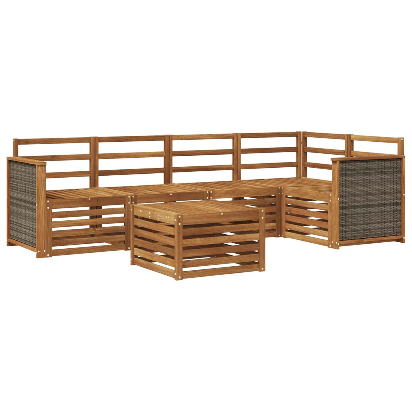 Hoekbank Set 5 pcs Naturel Massief Acaciahout is nu te koop bij PeponiXL, paradijselijk wonen!