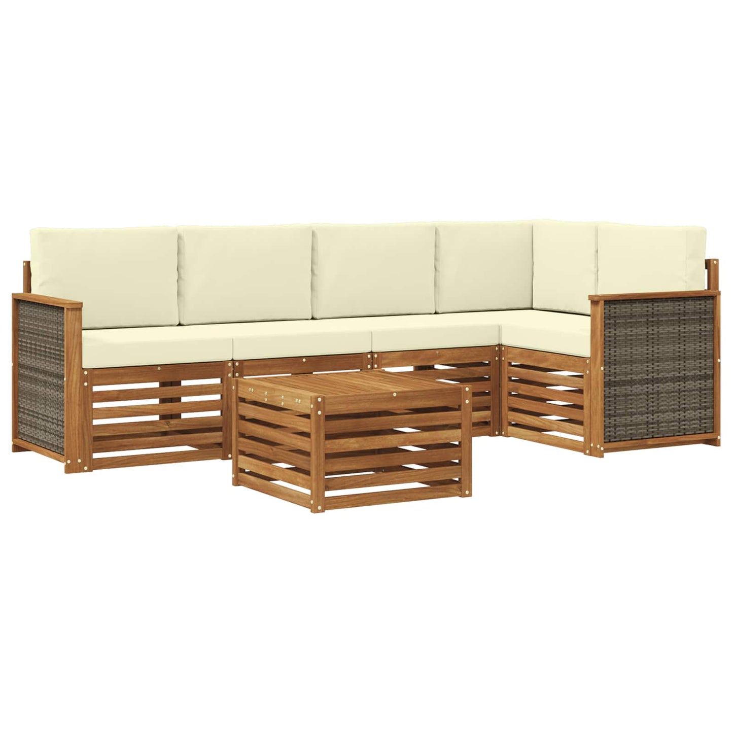 Hoekbank Set met kussen 5 pcs Natuurlijk en Crème is nu te koop bij PeponiXL, paradijselijk wonen!