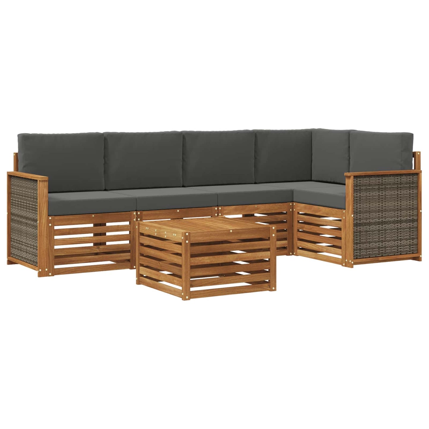 Hoekbank Set met kussen 5 pcs Natuurlijk en Antraciet is nu te koop bij PeponiXL, paradijselijk wonen!