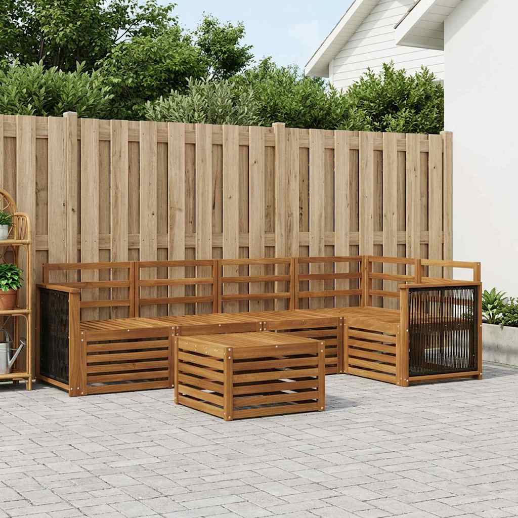 Hoekbank Set 5 pcs Naturel Massief Acaciahout is nu te koop bij PeponiXL, paradijselijk wonen!