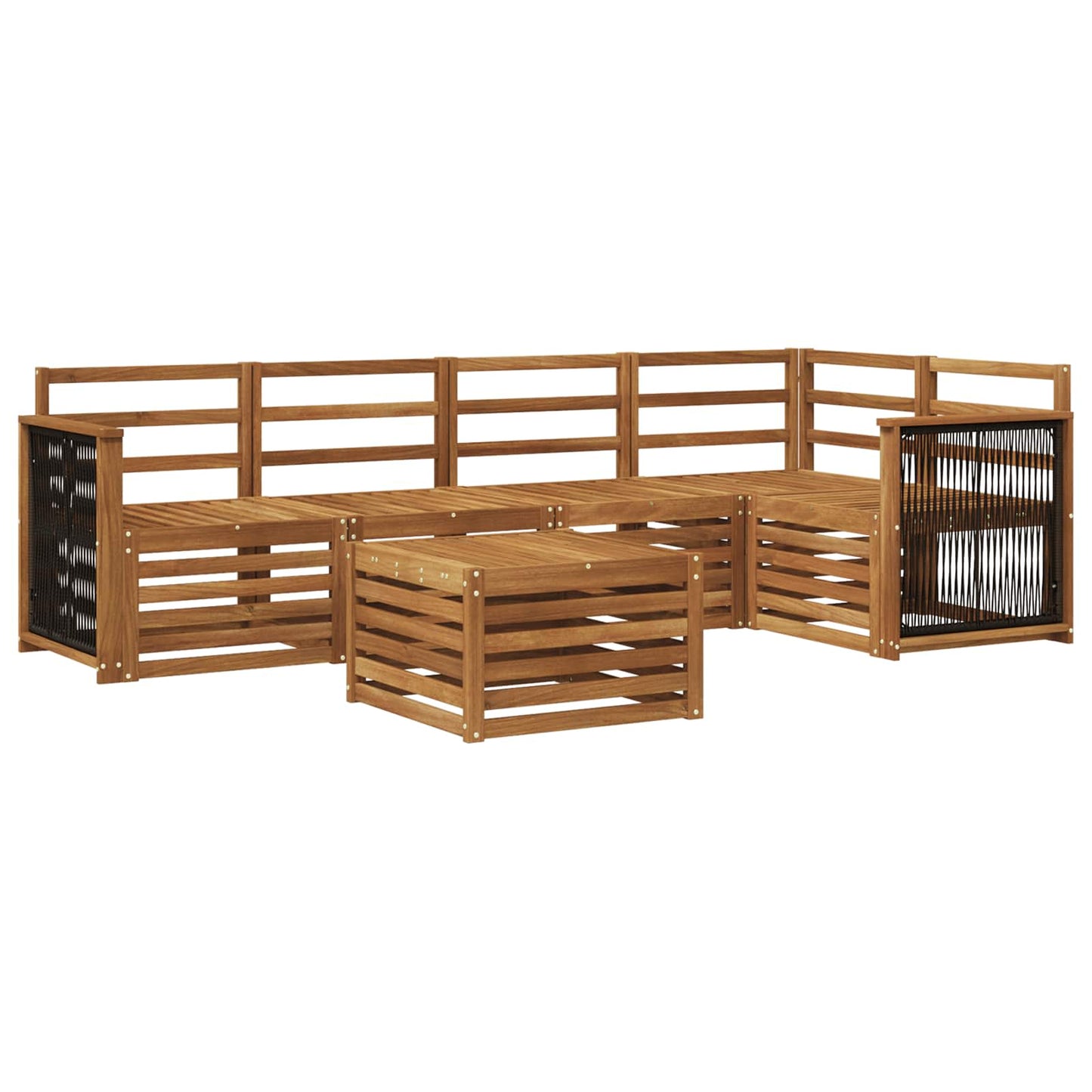 Hoekbank Set 5 pcs Naturel Massief Acaciahout is nu te koop bij PeponiXL, paradijselijk wonen!