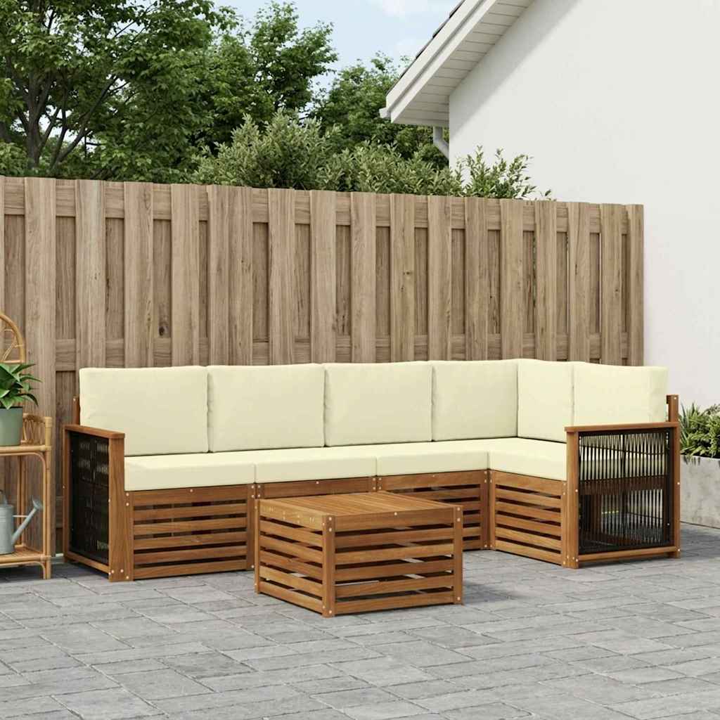 Hoekbank Set met kussen 5 pcs Natuurlijk en Crème is nu te koop bij PeponiXL, paradijselijk wonen!