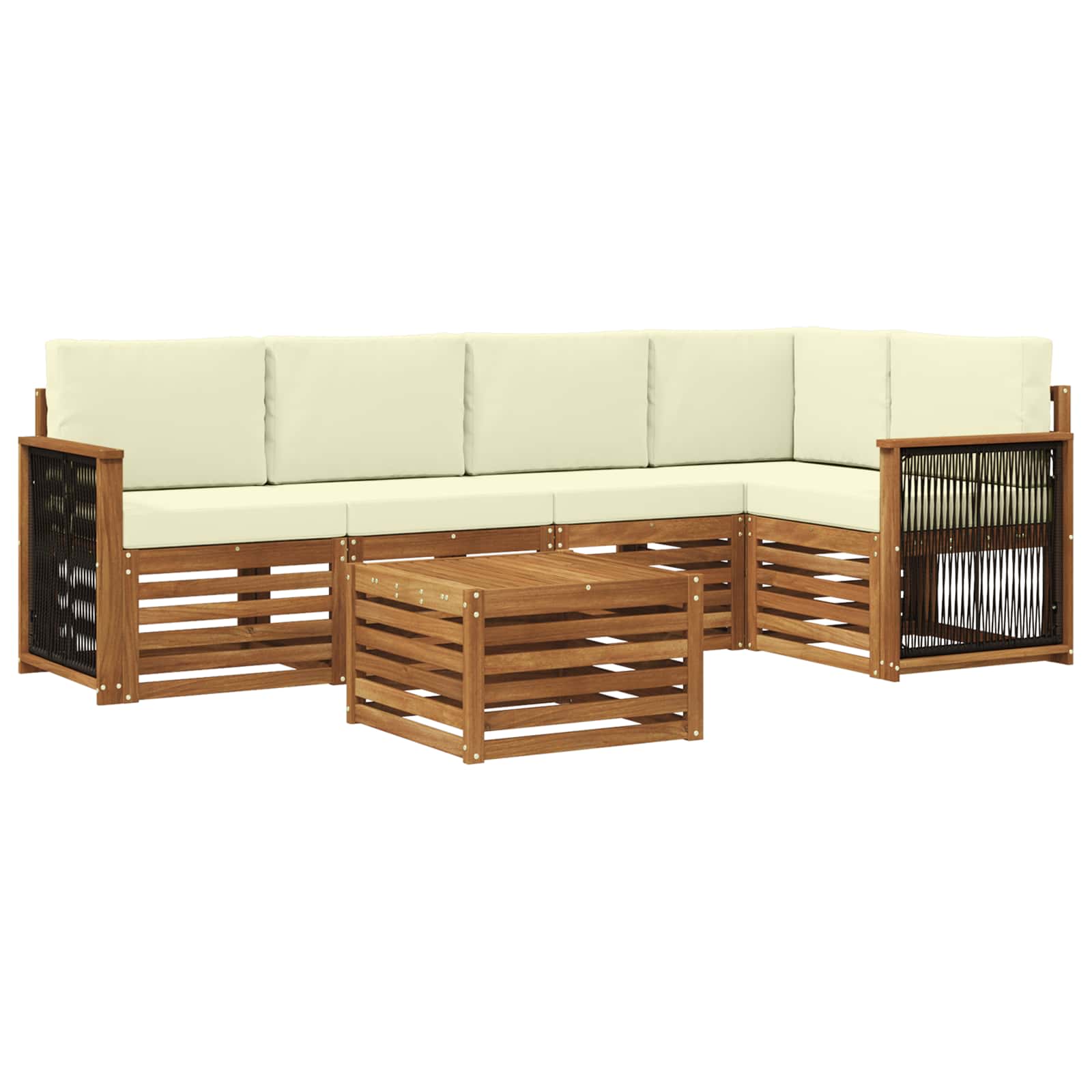 Hoekbank Set met kussen 5 pcs Natuurlijk en Crème is nu te koop bij PeponiXL, paradijselijk wonen!