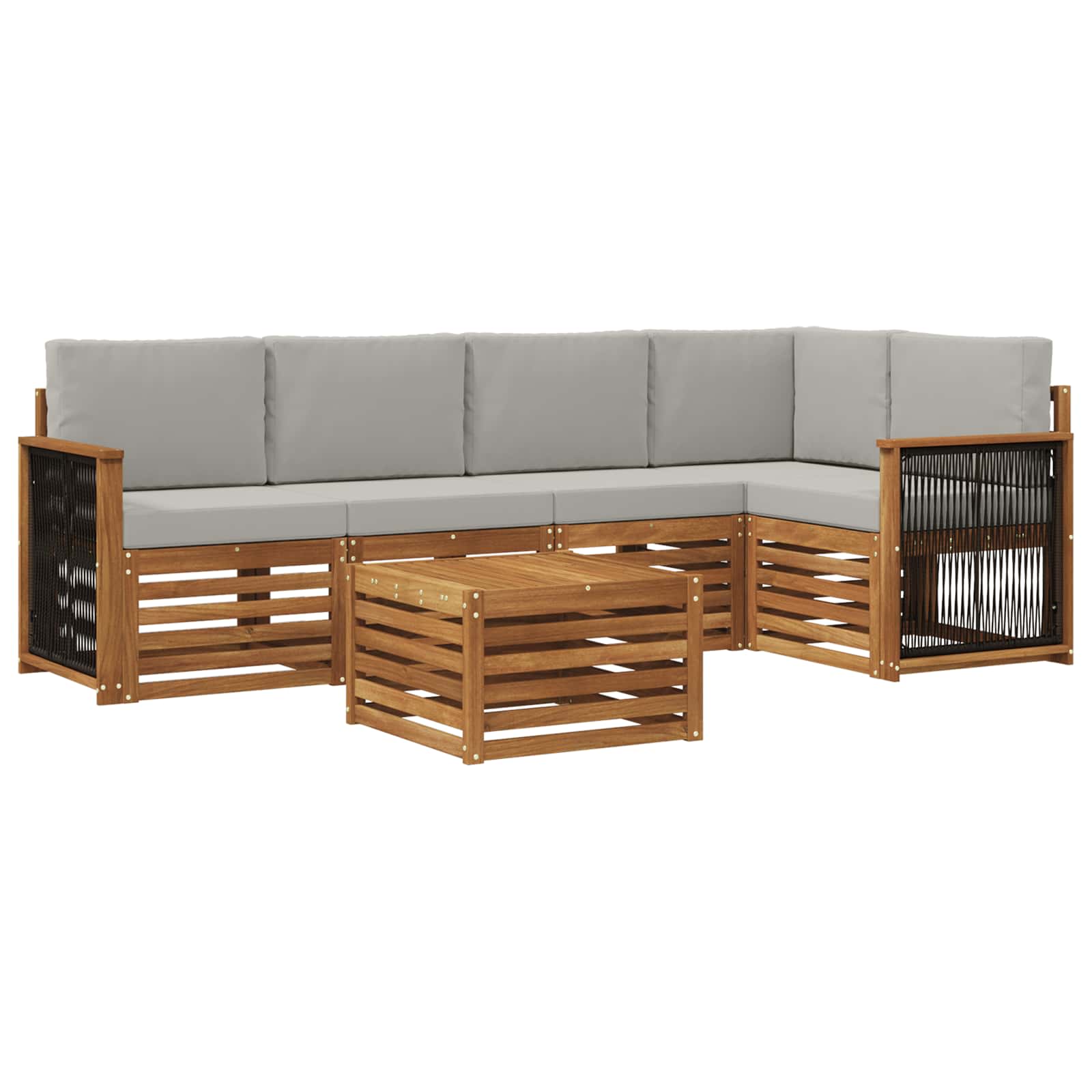 Hoekbank Set met kussen 5 pcs Naturel en lichtgrijs is nu te koop bij PeponiXL, paradijselijk wonen!