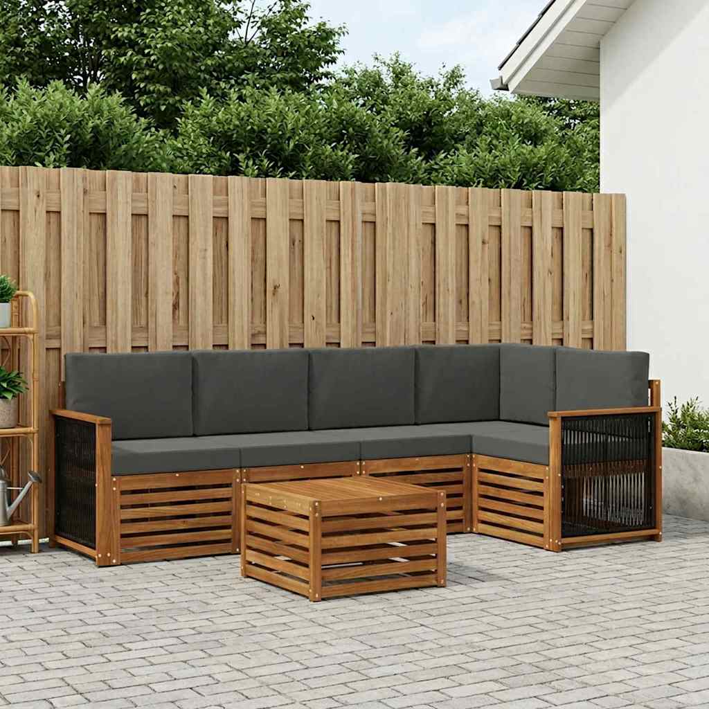 Hoekbank Set met kussen 5 pcs Natuurlijk en Antraciet is nu te koop bij PeponiXL, paradijselijk wonen!