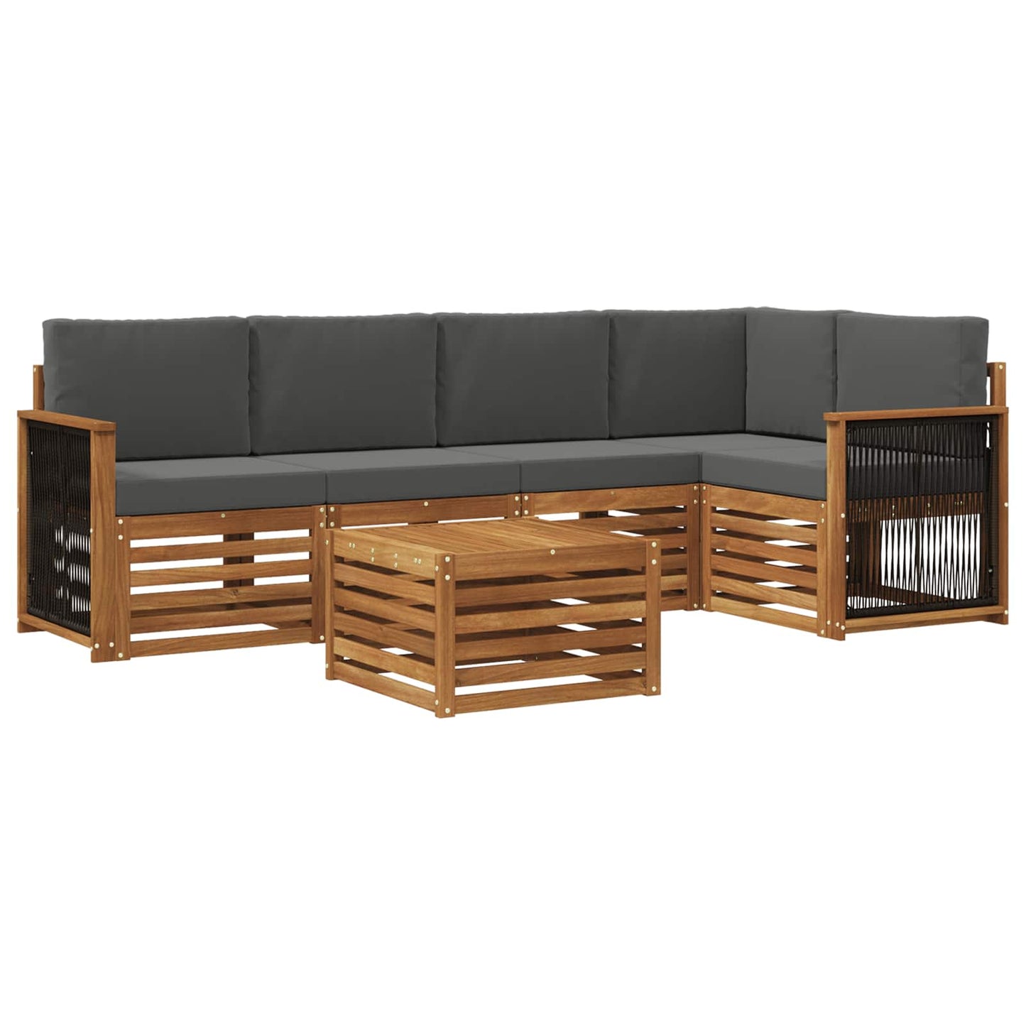 Hoekbank Set met kussen 5 pcs Natuurlijk en Antraciet is nu te koop bij PeponiXL, paradijselijk wonen!