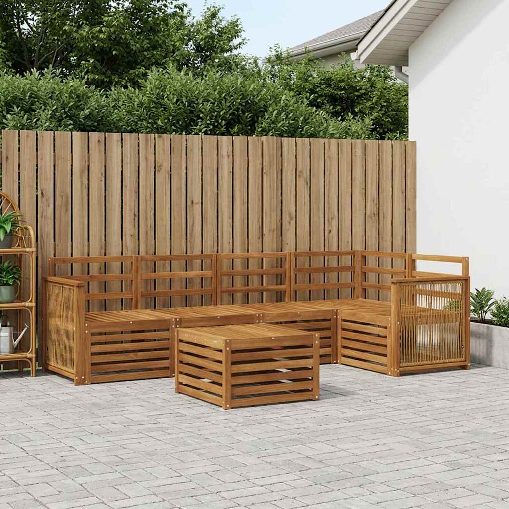 Hoekbank Set 5 pcs Naturel Massief Acaciahout is nu te koop bij PeponiXL, paradijselijk wonen!