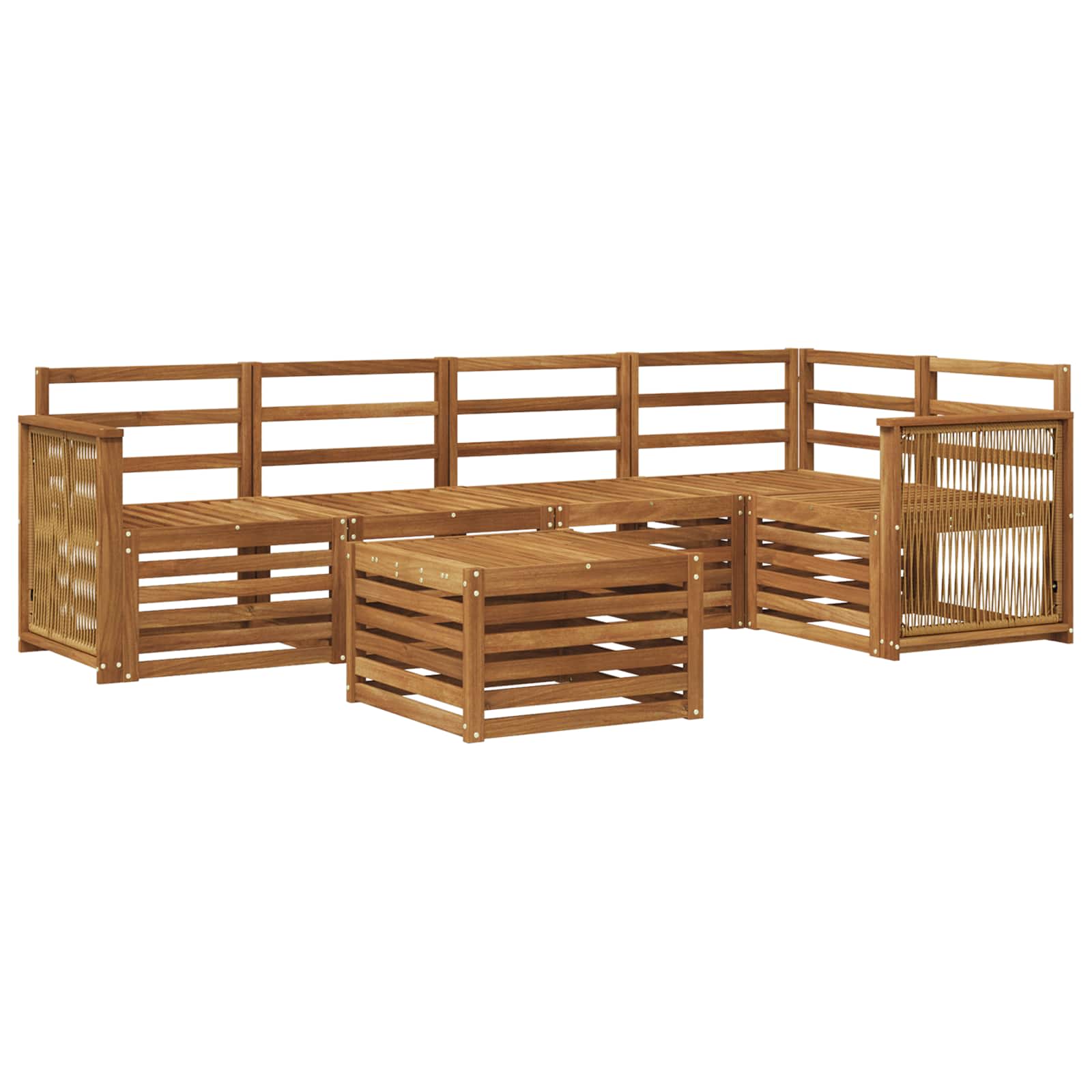 Hoekbank Set 5 pcs Naturel Massief Acaciahout is nu te koop bij PeponiXL, paradijselijk wonen!