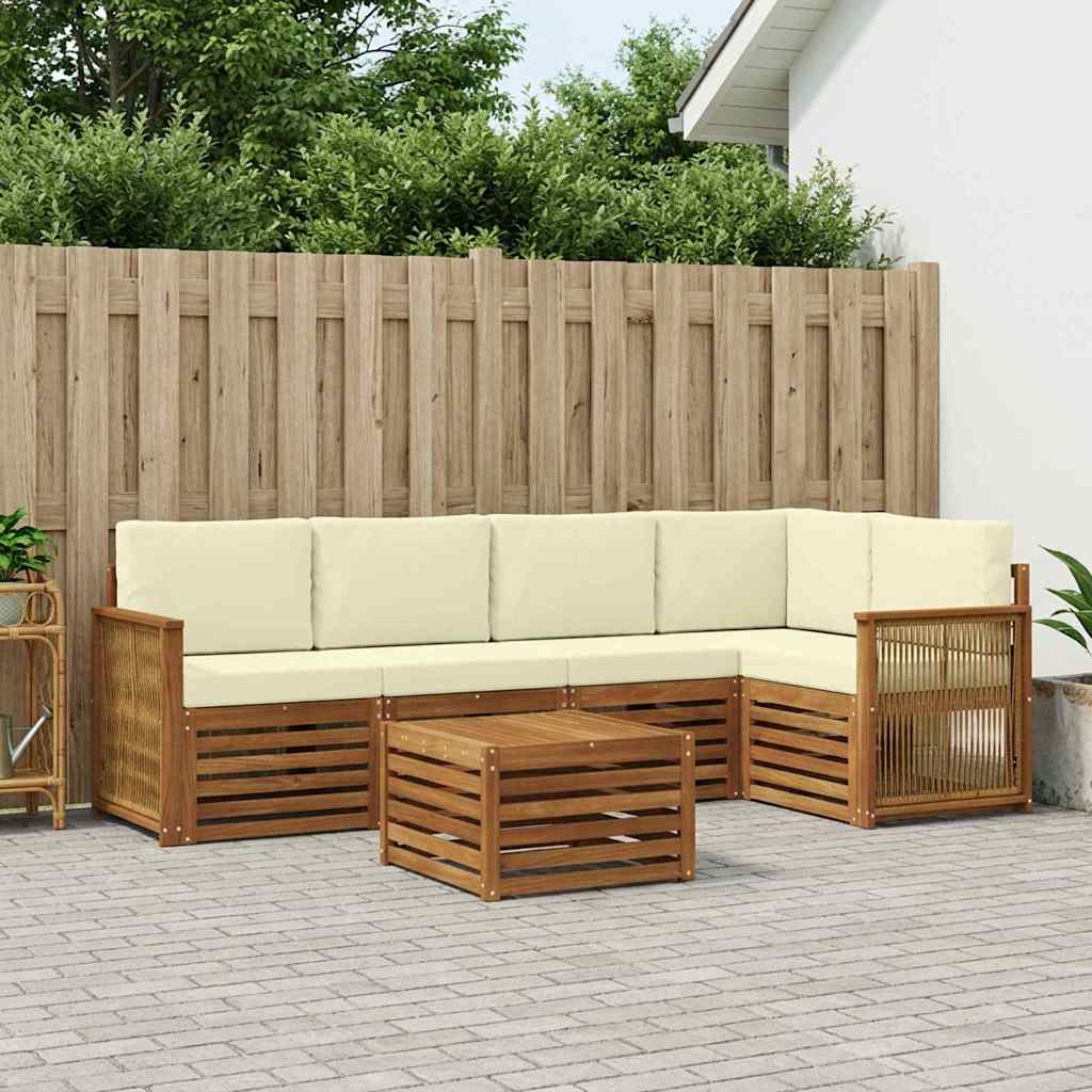 Hoekbank Set met kussen 5 pcs Natuurlijk en Crème is nu te koop bij PeponiXL, paradijselijk wonen!