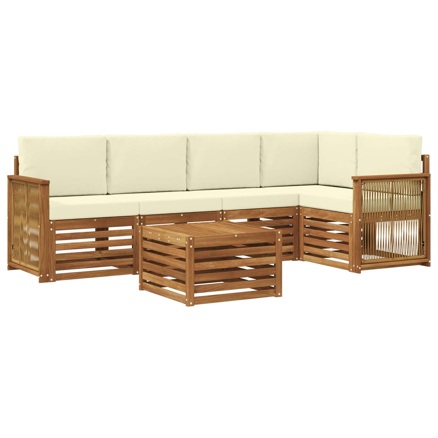 Hoekbank Set met kussen 5 pcs Natuurlijk en Crème is nu te koop bij PeponiXL, paradijselijk wonen!