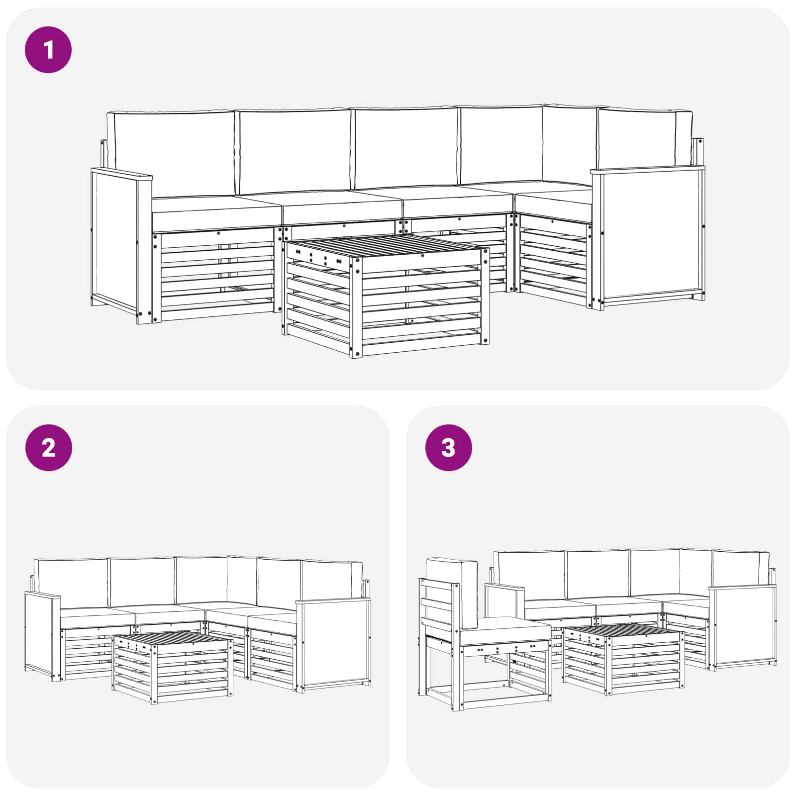 Hoekbank Set met kussen 5 pcs Naturel en lichtgrijs is nu te koop bij PeponiXL, paradijselijk wonen!