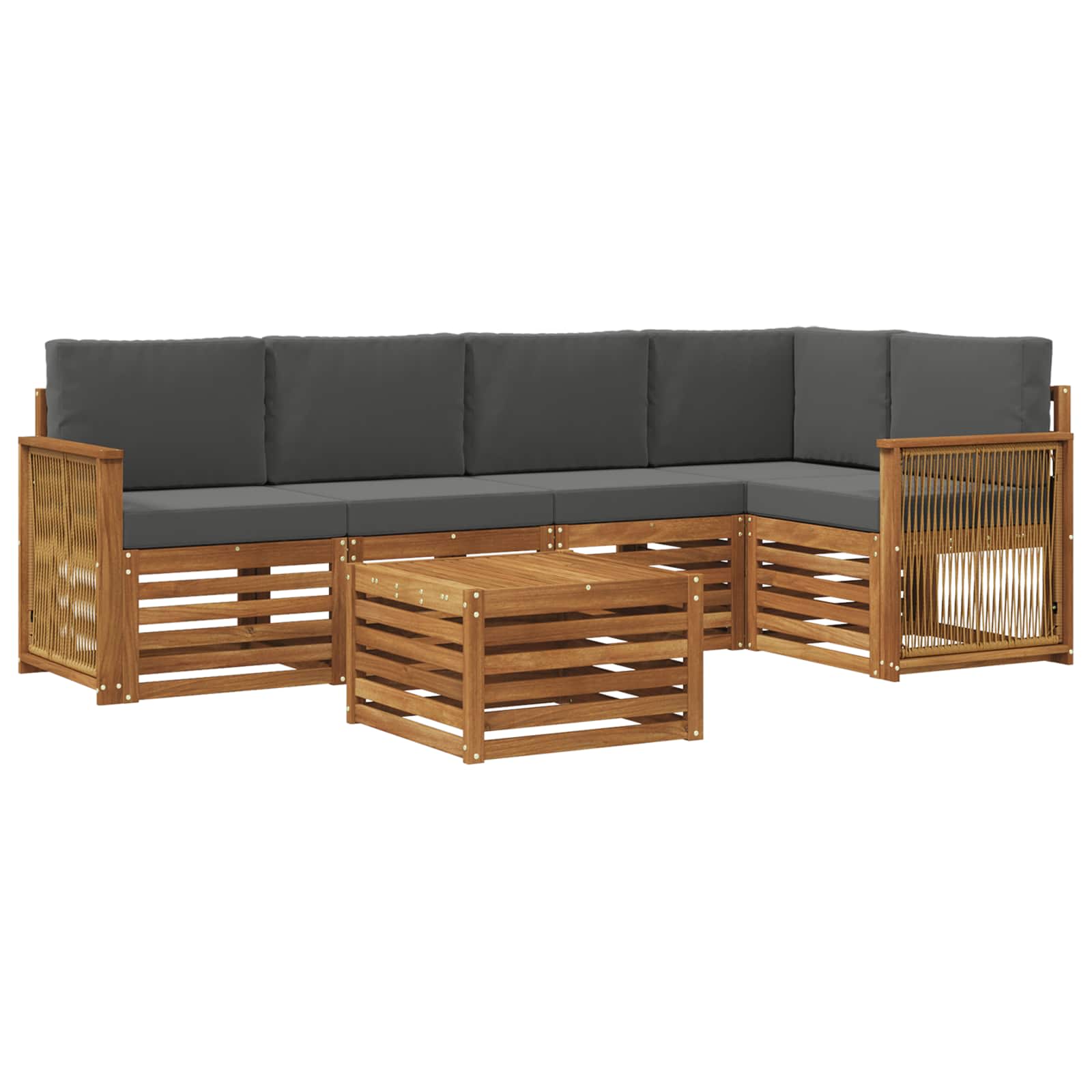 Hoekbank Set met kussen 5 pcs Natuurlijk en Antraciet is nu te koop bij PeponiXL, paradijselijk wonen!