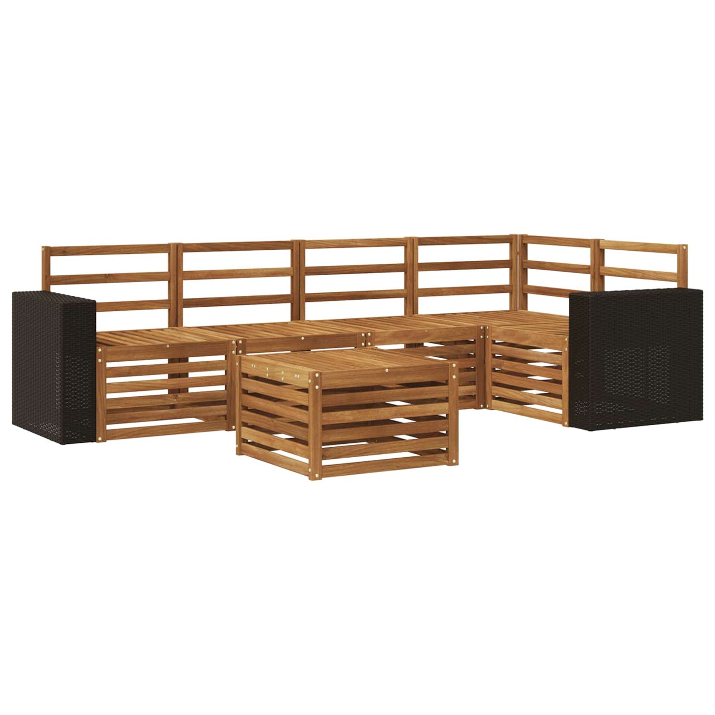 Hoekbank Set 6 pcs Naturel Massief Acaciahout is nu te koop bij PeponiXL, paradijselijk wonen!