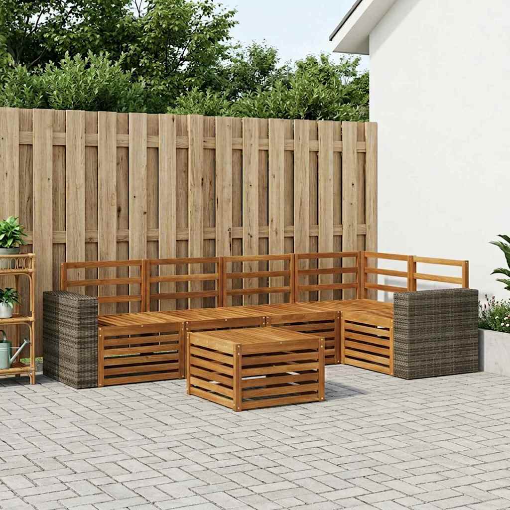 Hoekbank Set 6 pcs Naturel Massief Acaciahout is nu te koop bij PeponiXL, paradijselijk wonen!